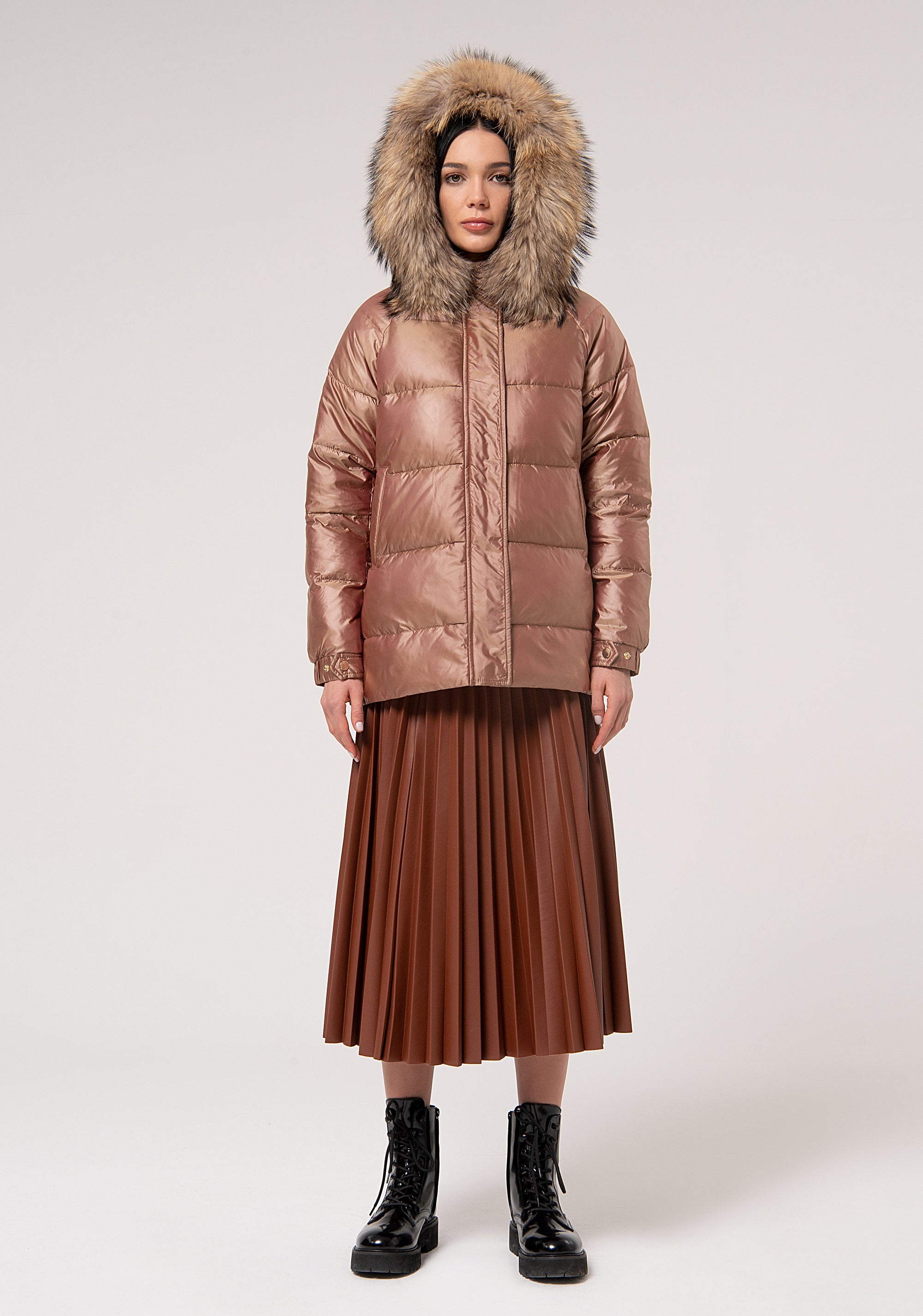 Paddet Coat With Real Fur Nuts