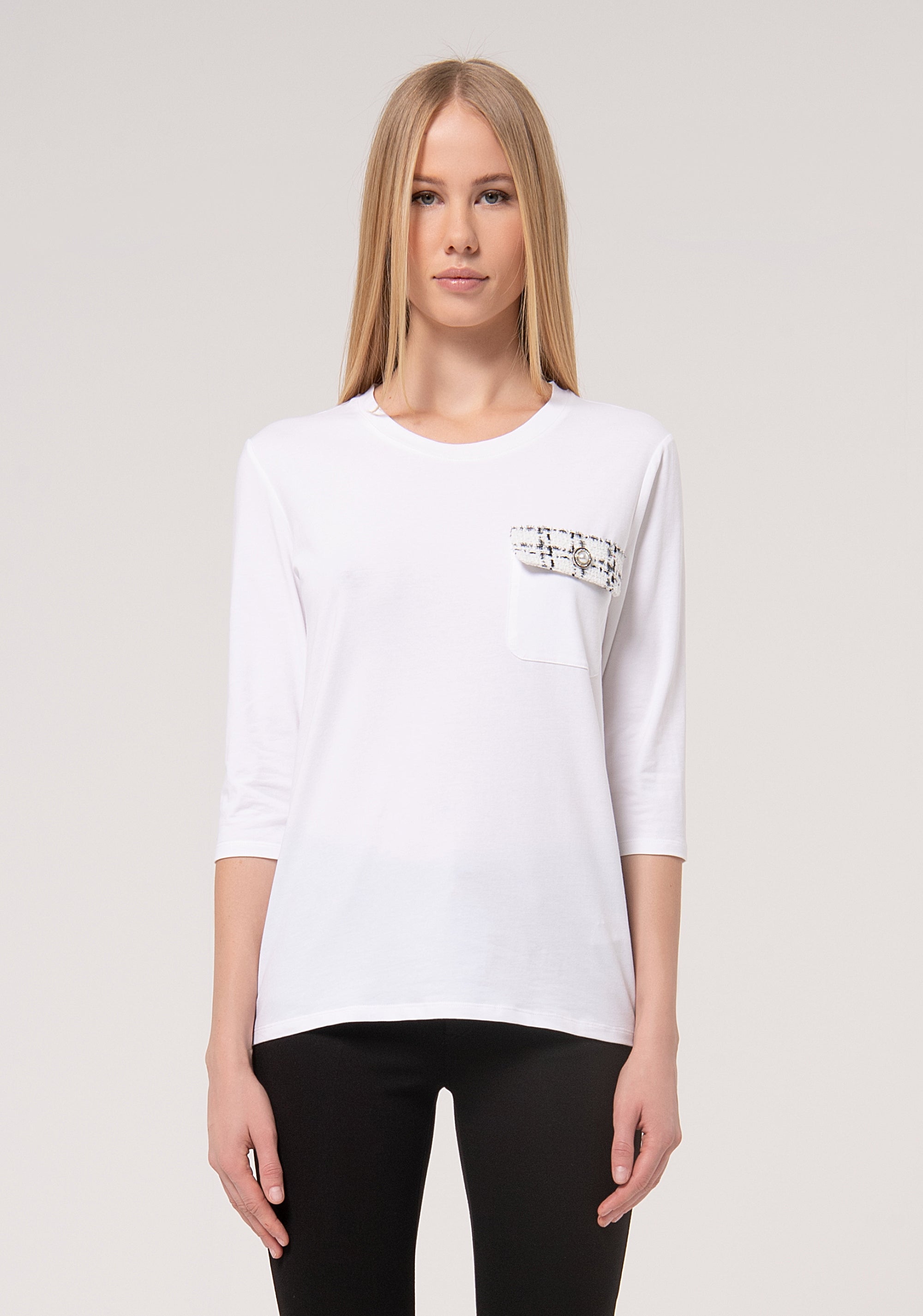 3/4 Jersey Top White