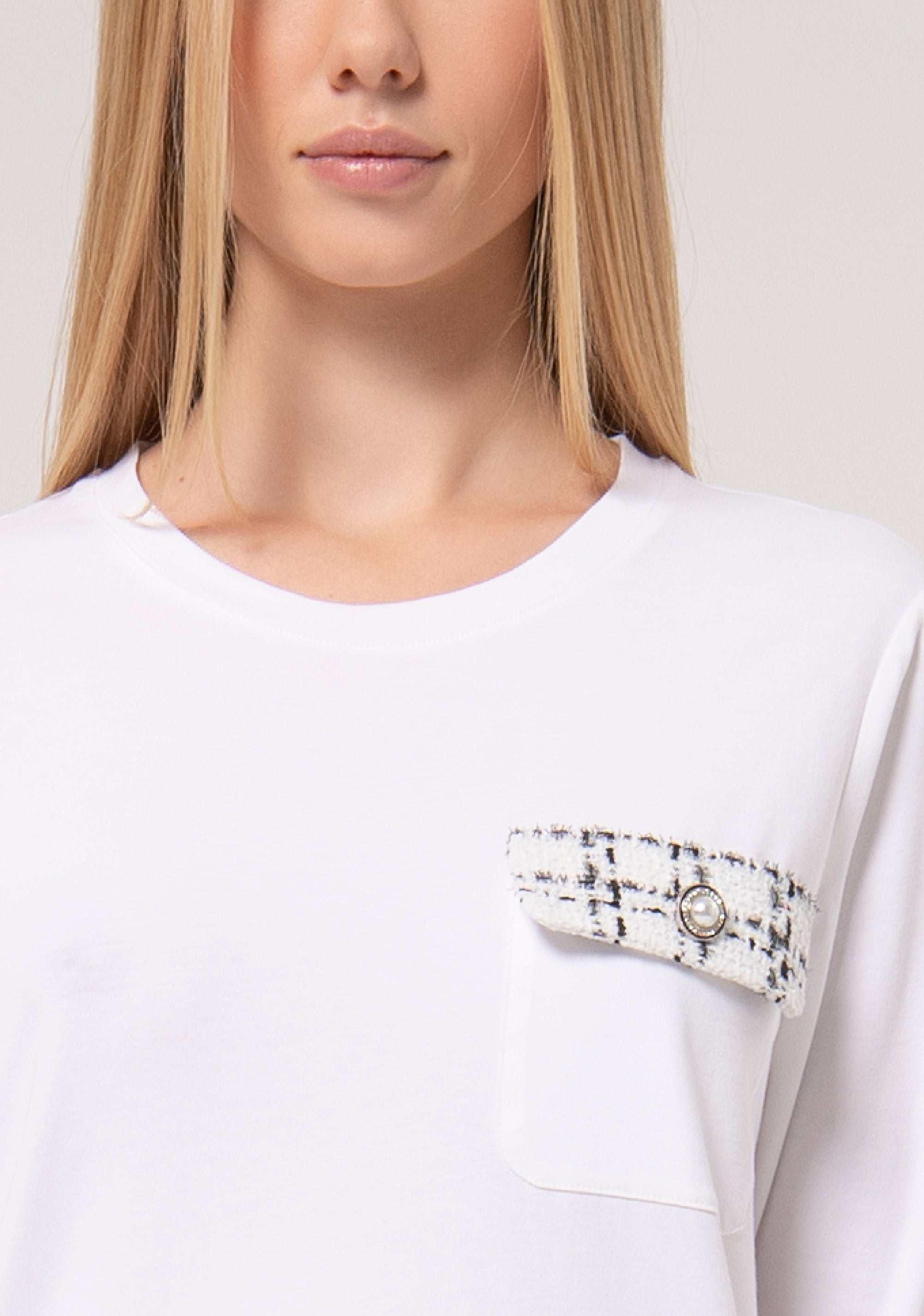 3/4 Jersey Top White