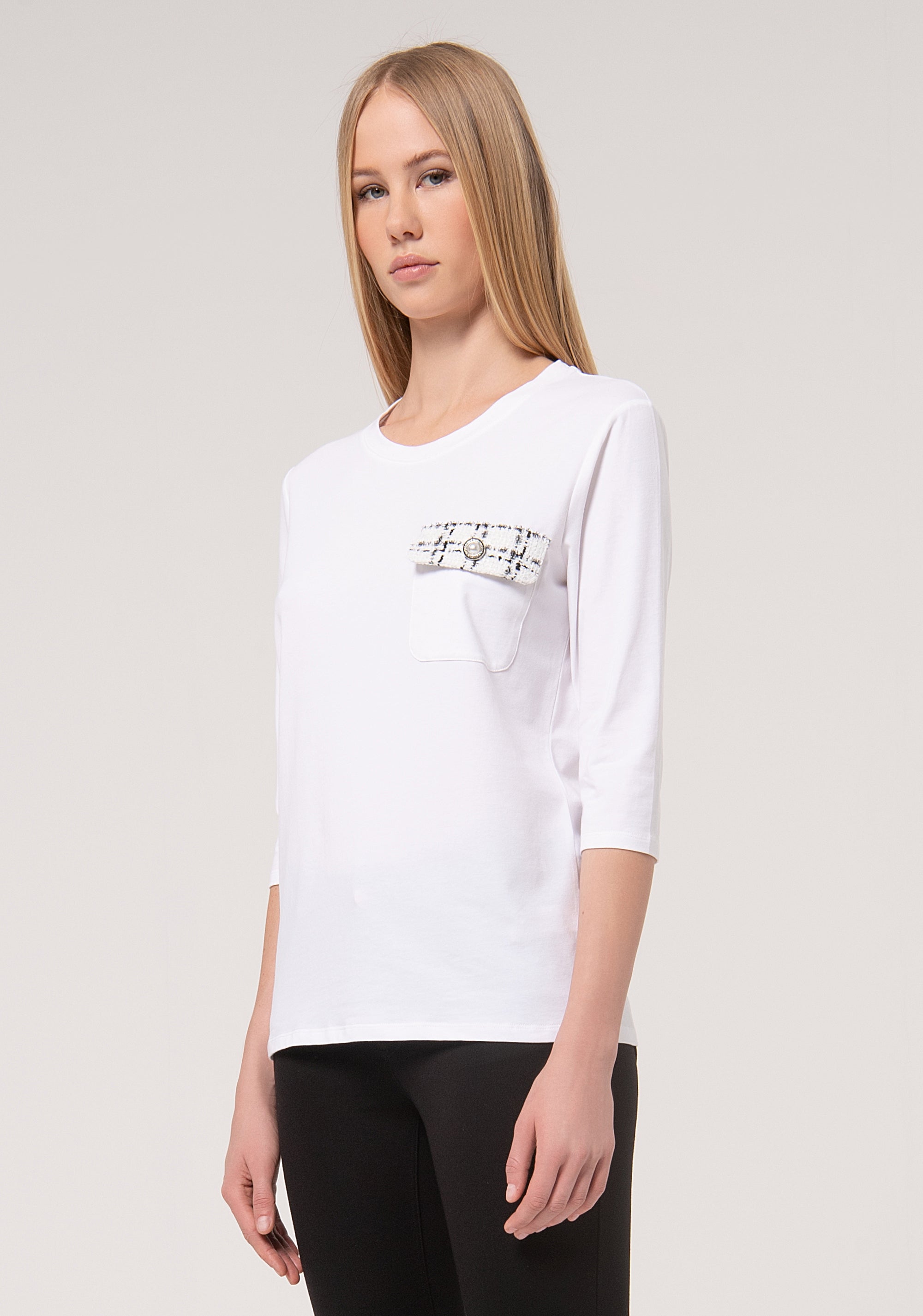 3/4 Jersey Top White