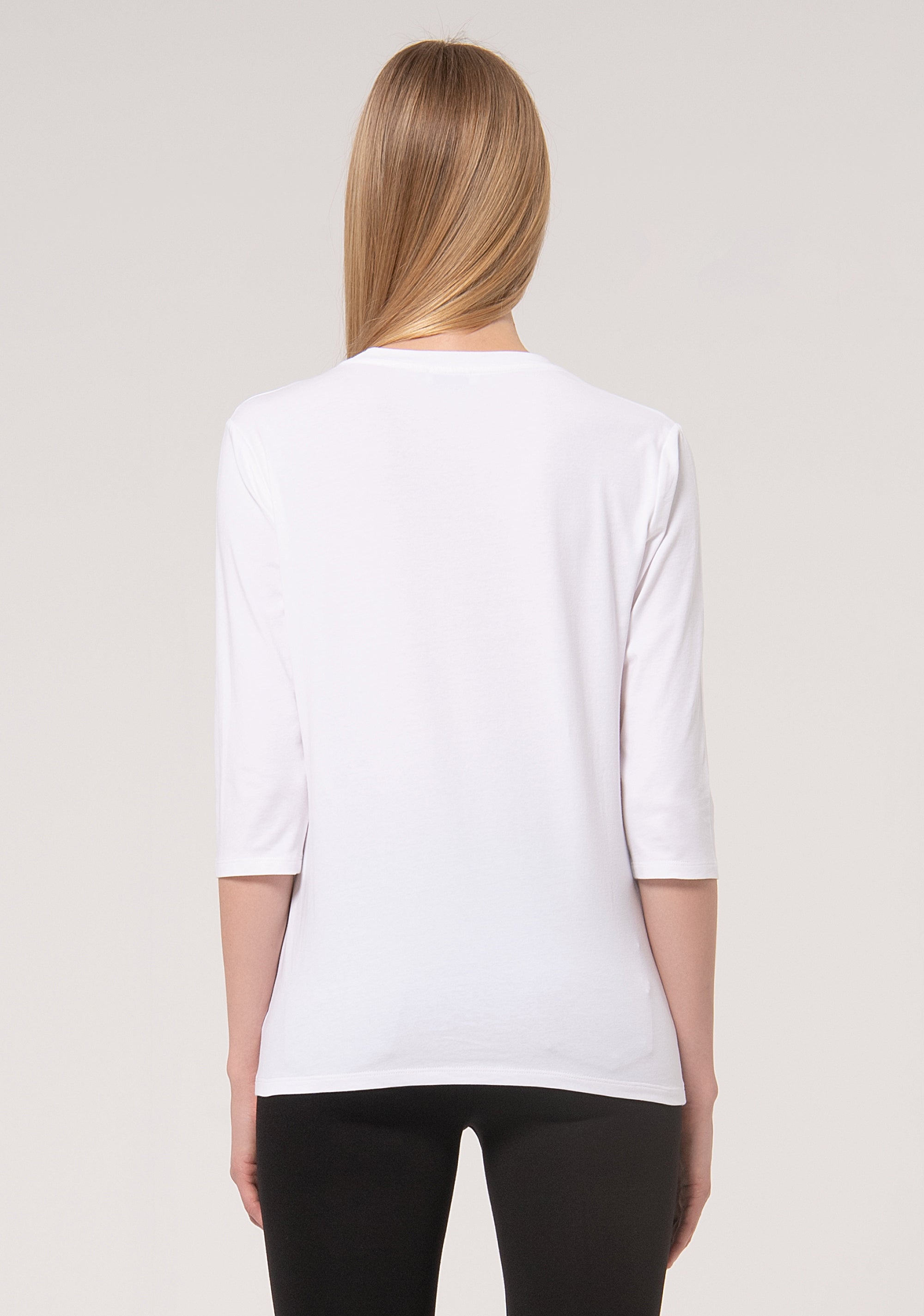 3/4 Jersey Top White