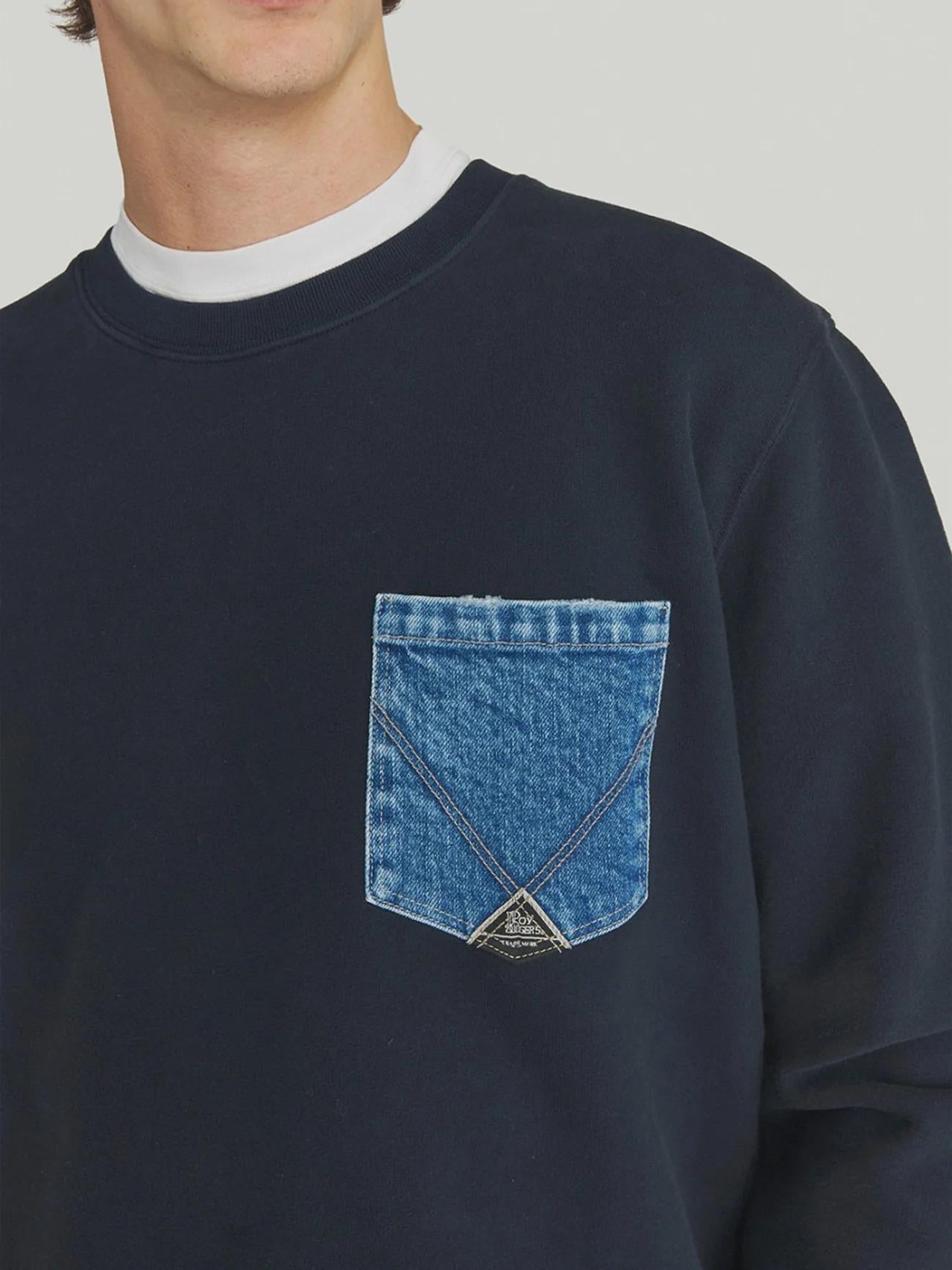 Felpa girocollo pocket blue navy RRU90098CN67XXXX C0048 ROY ROGER'S