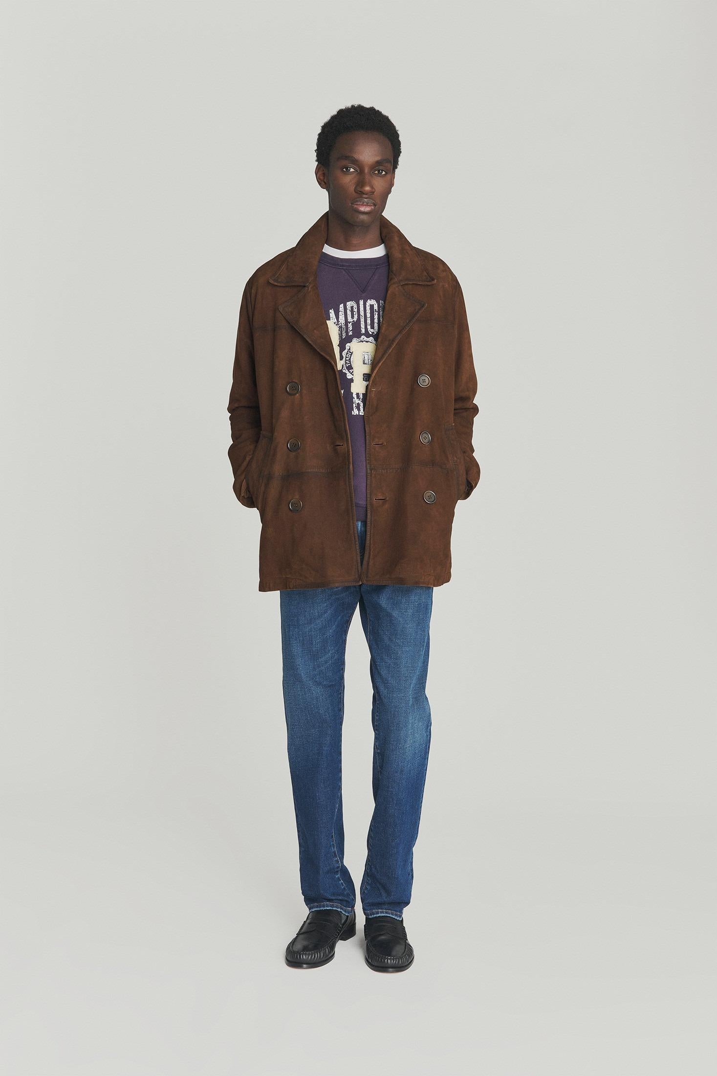 Roy Roger's peacoat suede vintage wash TOBACCO RRU248CK45XXXX C0008 ROY ROGER'S