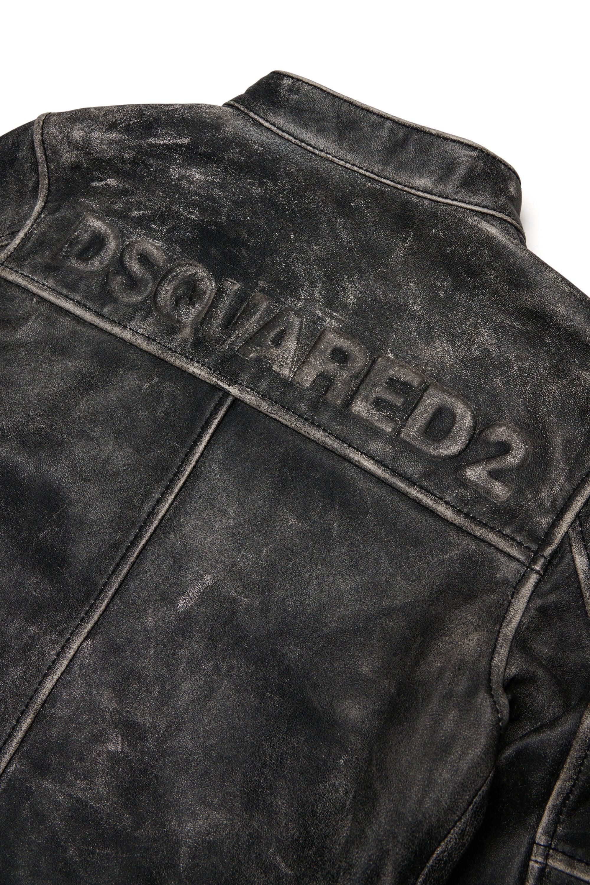 Giacca biker in pelle effetto vissuto DQ3047-D0AFA DQ900 DSQUARED KID
