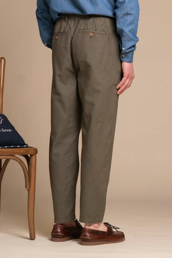 Pantalone Impure chino long comfort mixed linen military green
