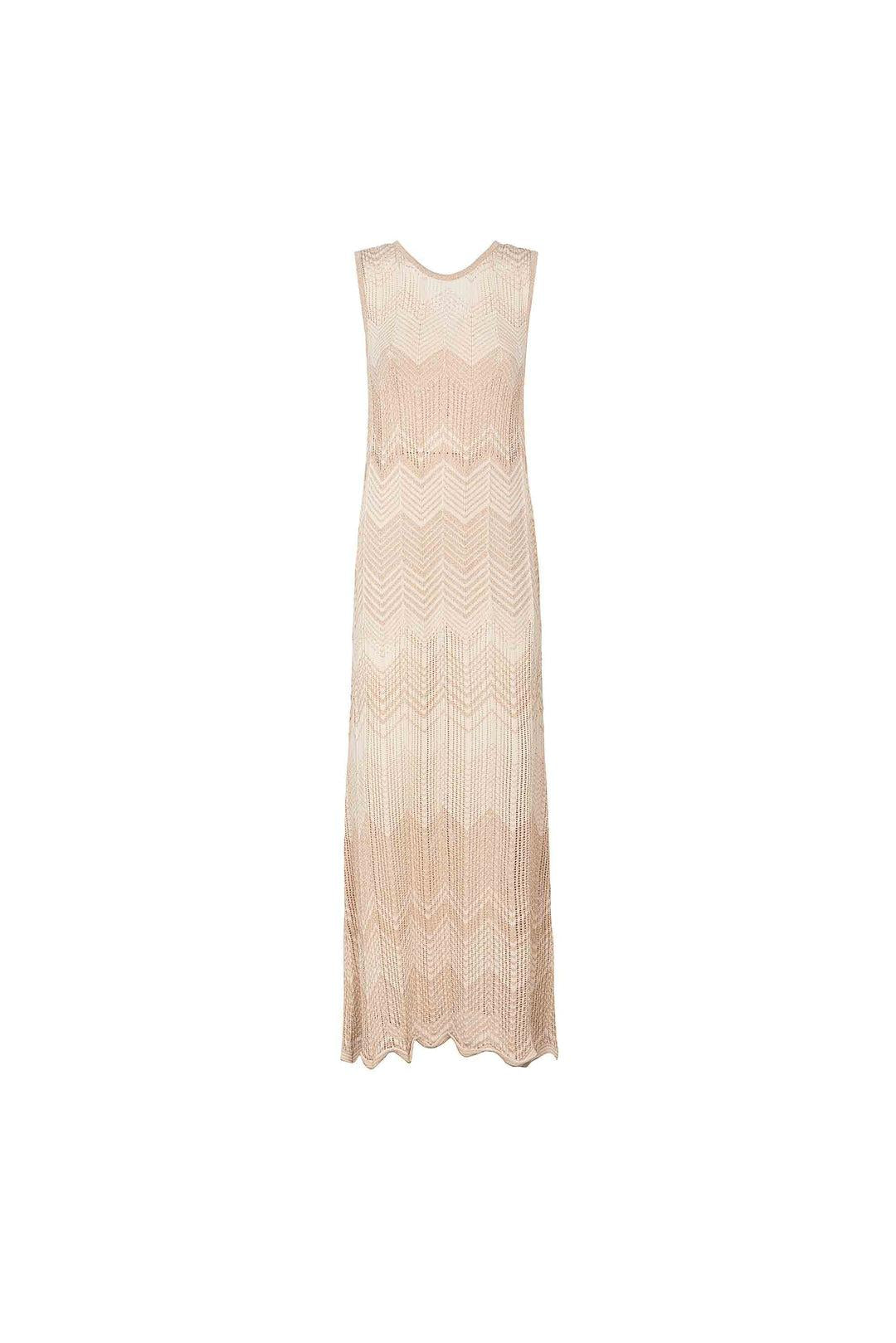 Abito lungo AKEP in maglia zig-zag crema