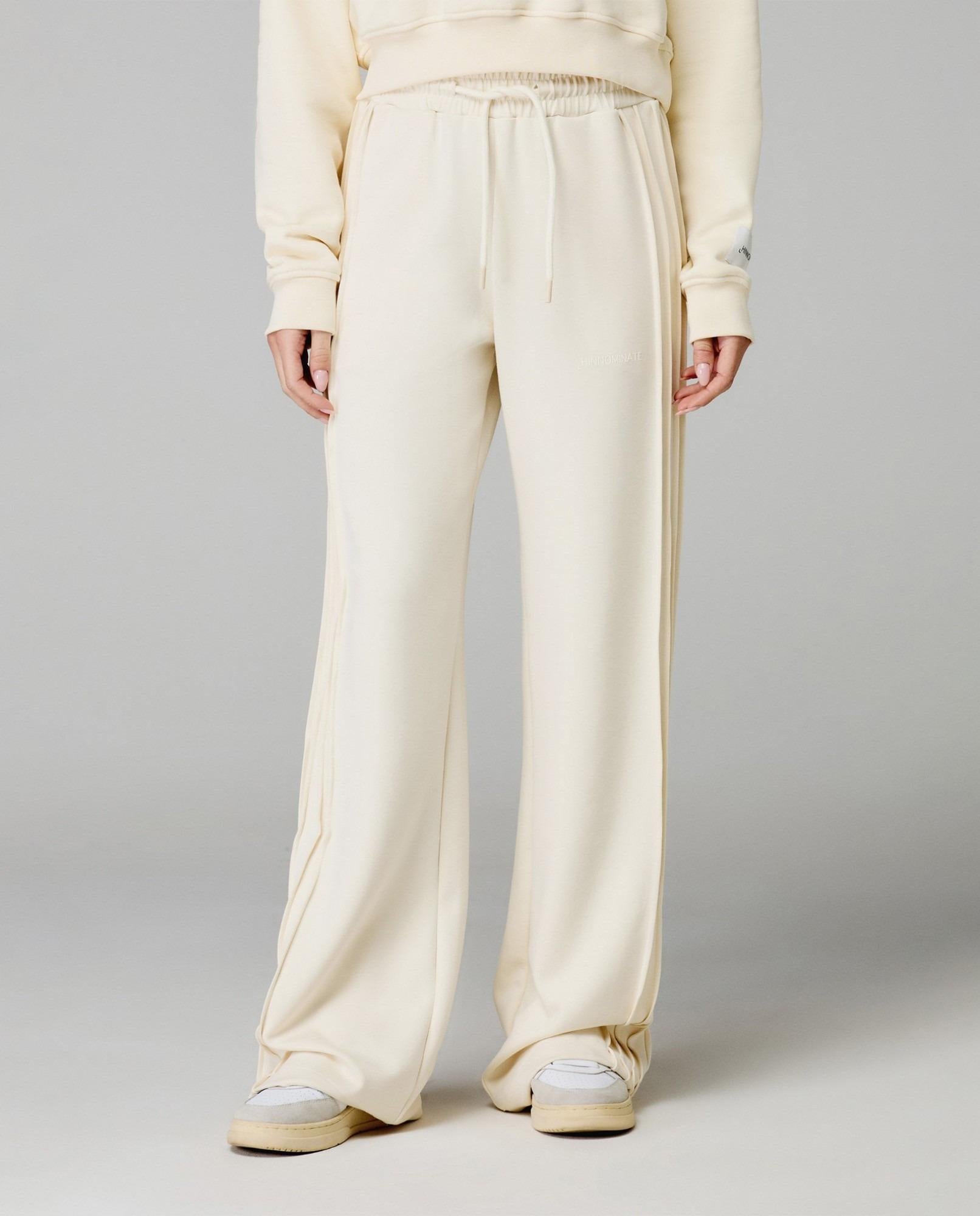 Pantalone Dritto In Viscosa Con Nervature Laterali Bianco Burro HMABW01995-MTFI0001 BI04 HINNOMINATE