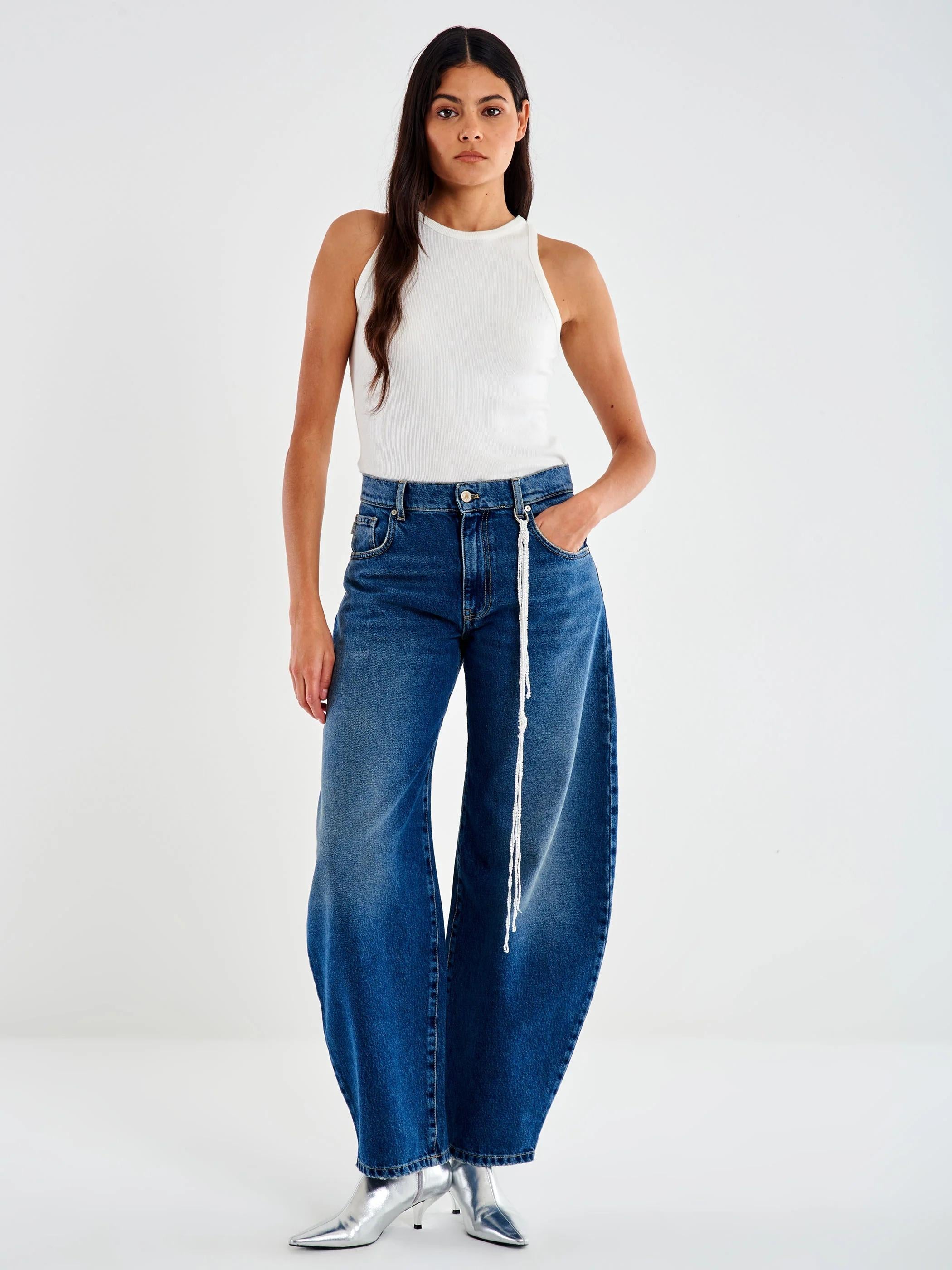 Jeans Denise Ampio con Catena DF5106 DENIM BLU VICOLO