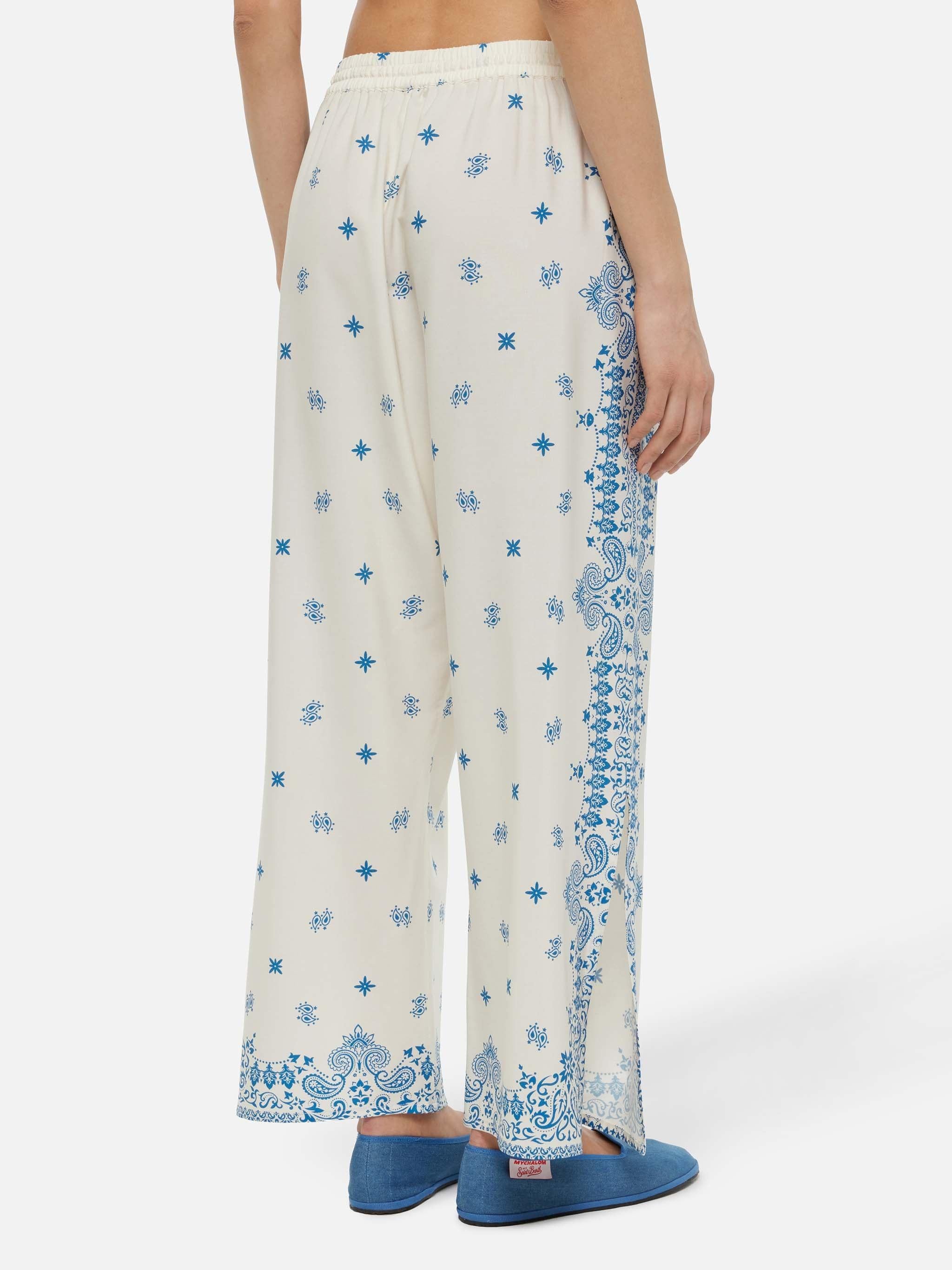 Pantaloni ampi con stampa bandana piazzata Ikaria