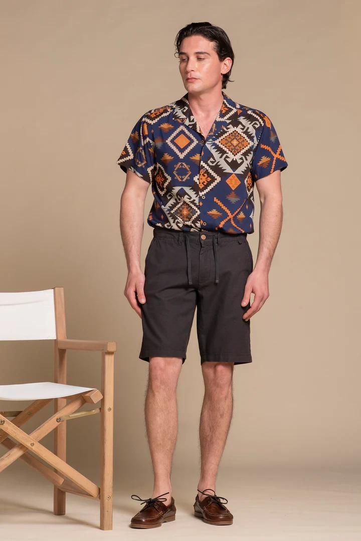 Bermuda Impure nils chino short comf.mixed linen black