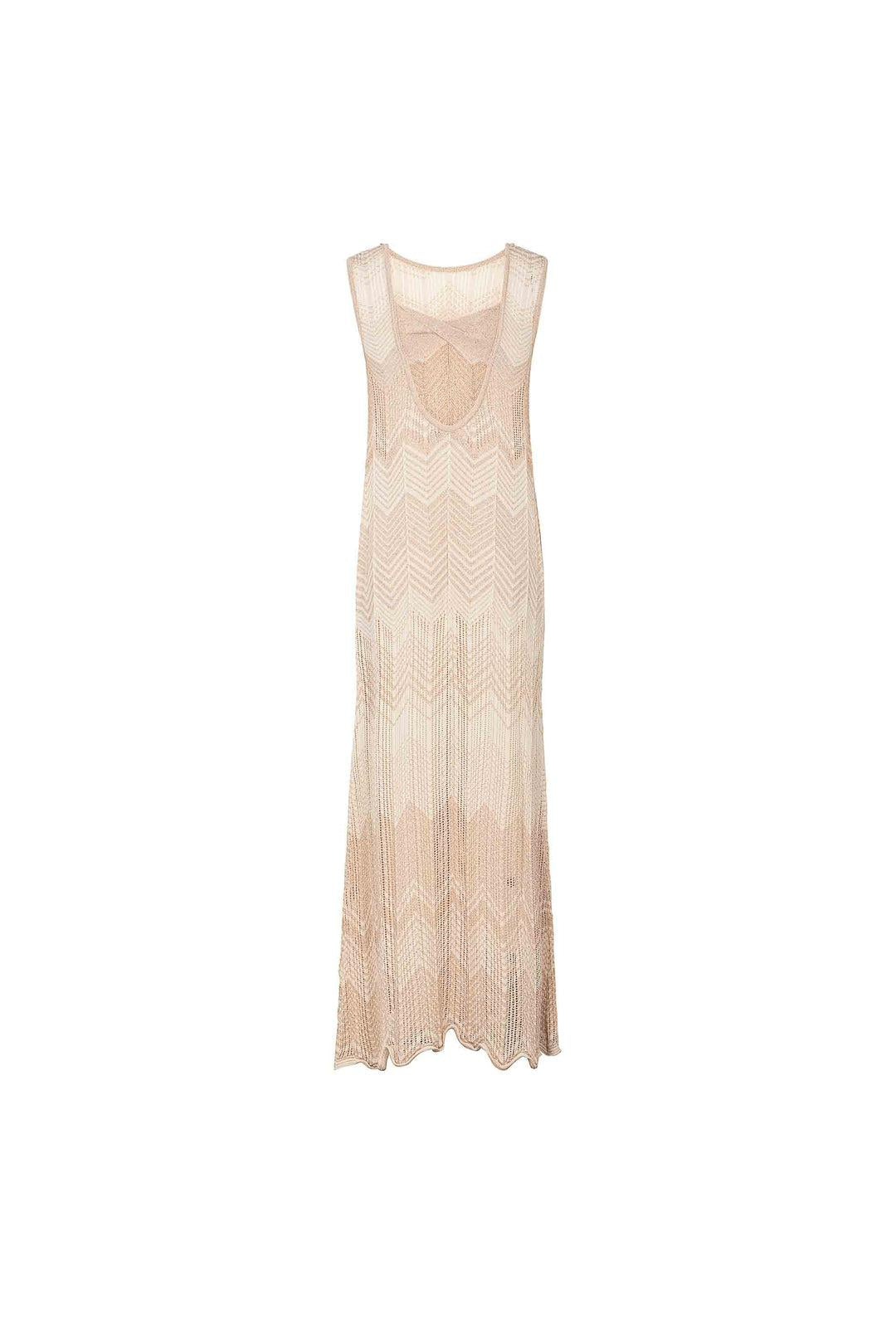 Abito lungo AKEP in maglia zig-zag crema
