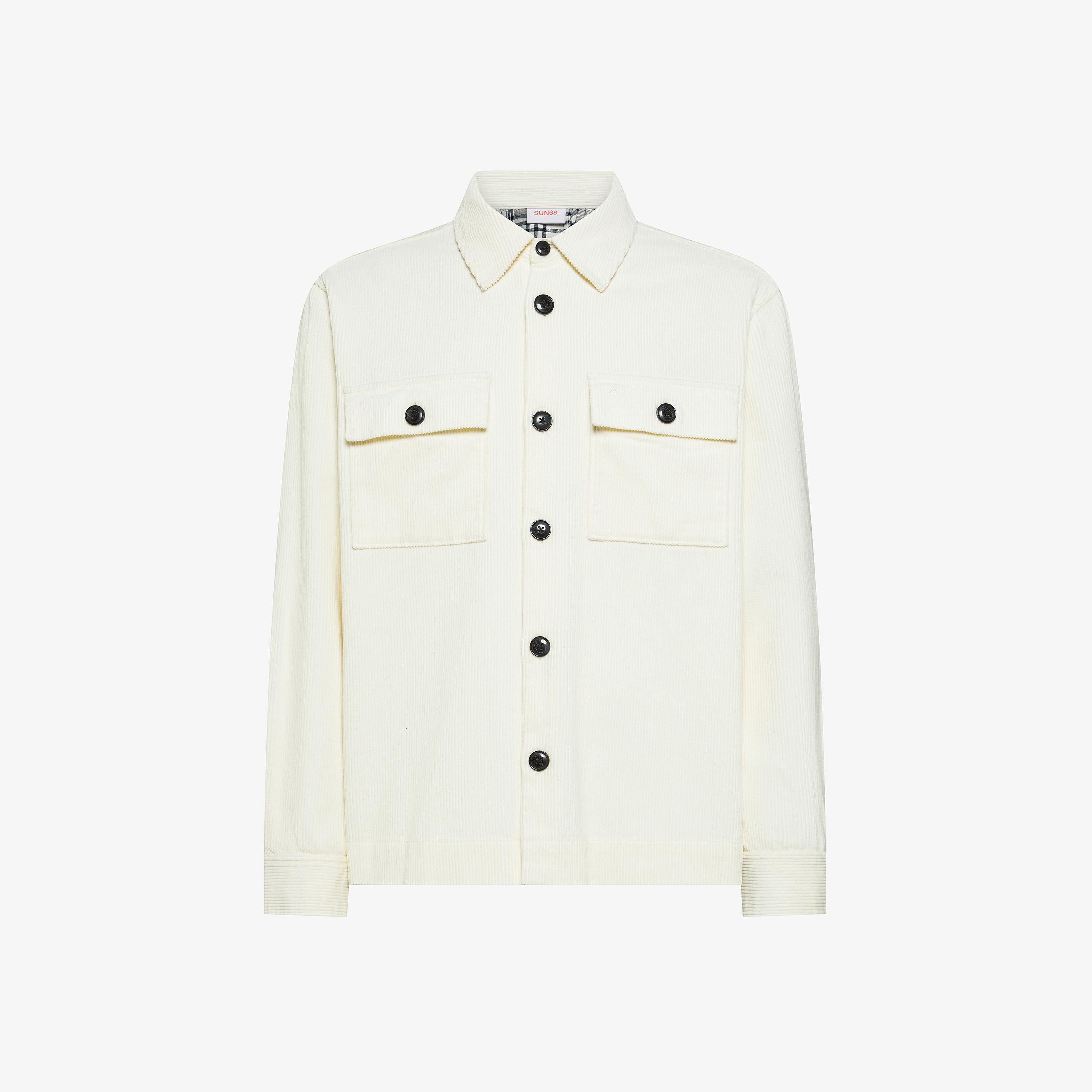 SUN68 Giacca overshirt in velluto di cotone Bianco Panna S45111 31 SUN 68