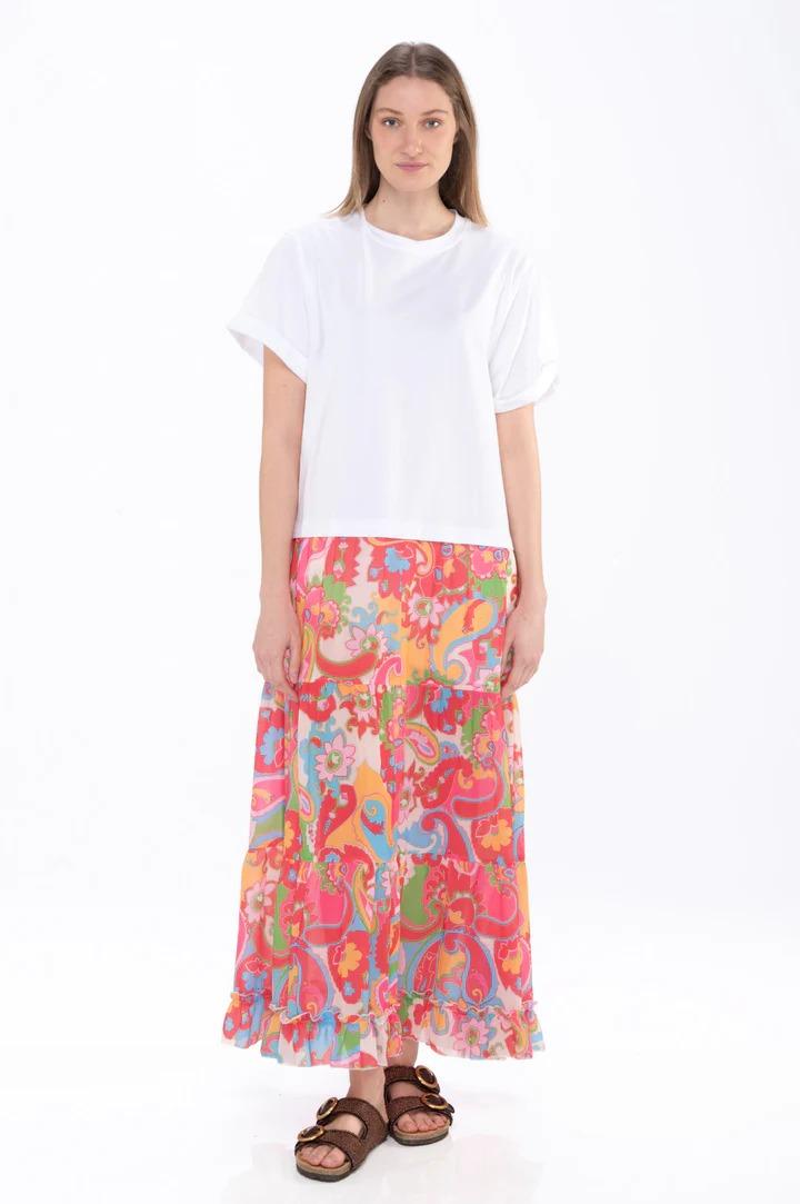 Abito T-shirt Dress With Peasley Orange Print Since're Paris BS1 0007 SINCE'RE PARIS