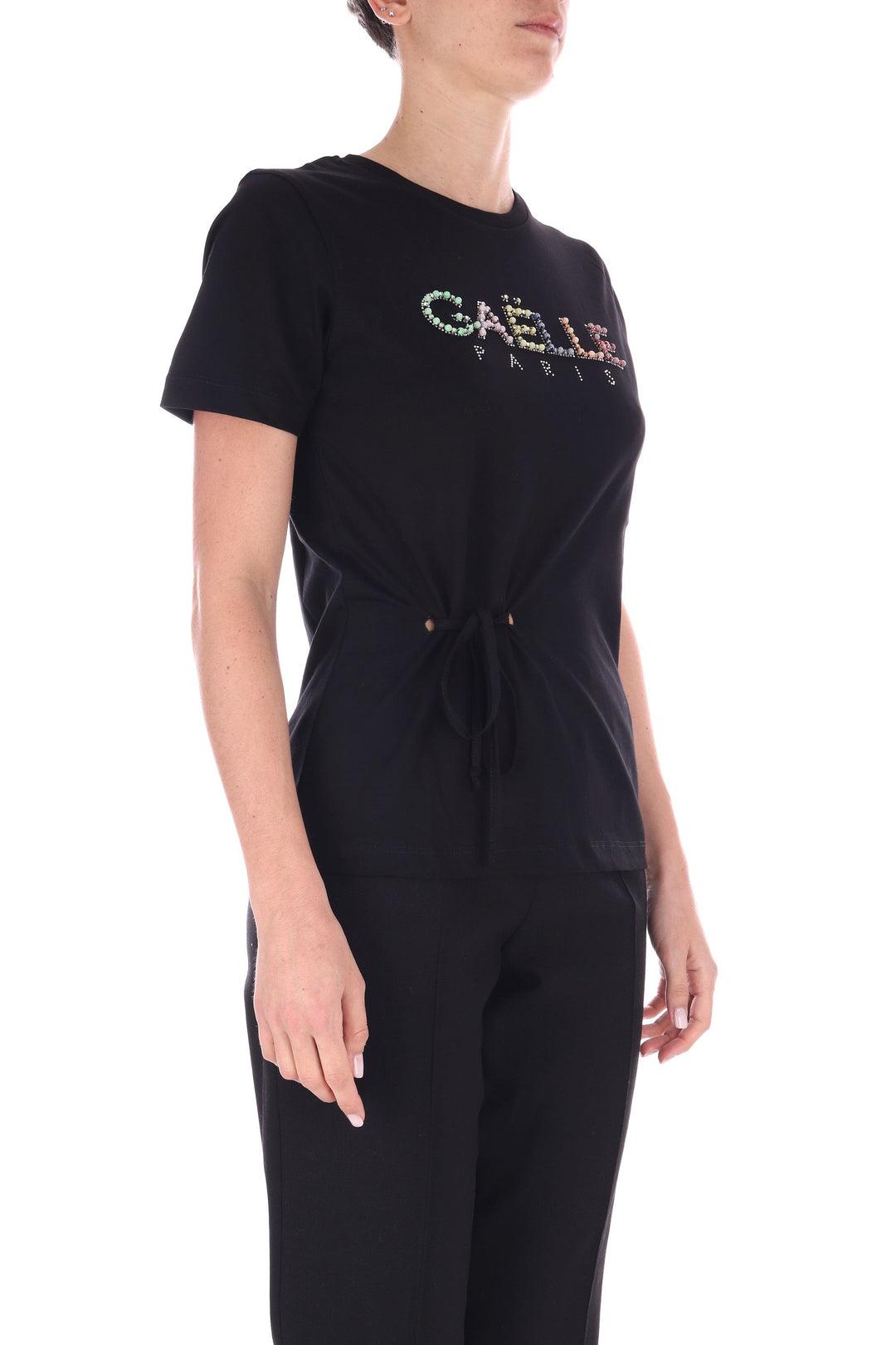 T-shirt Gaelle in jersey con ricamo nera