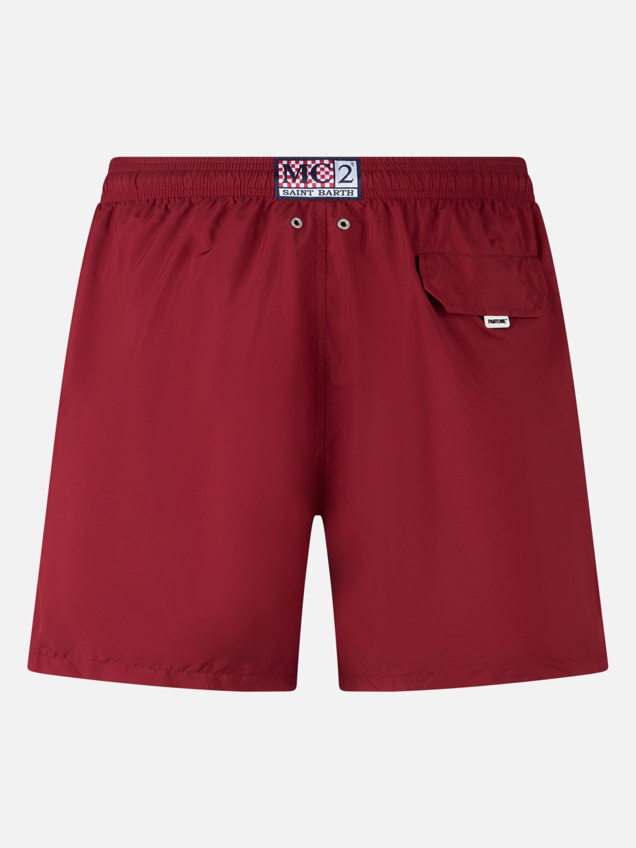 Costume da bagno da uomo in tessuto leggero bordeaux Lighting Pantone