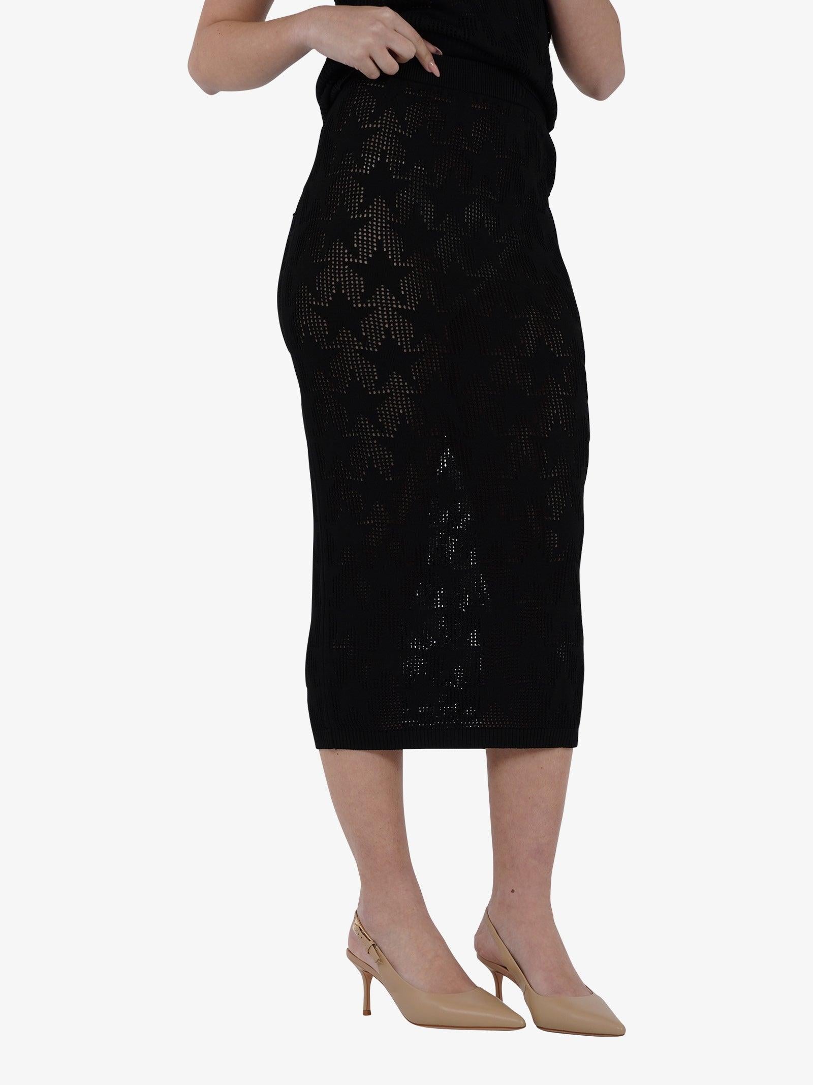 Gonna midi stelle a rete Donna Nero Viscosa