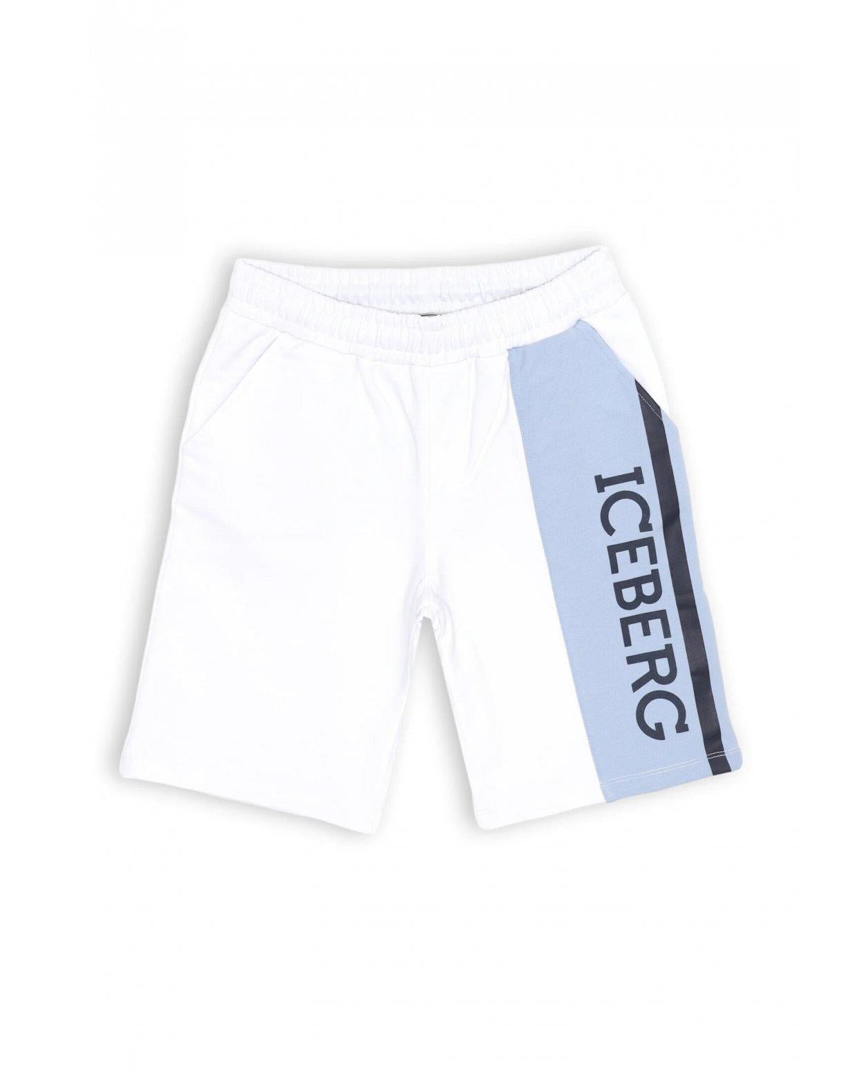 Completo Iceberg blu e bianco bambino estate 2025 con stampa logo a contrasto