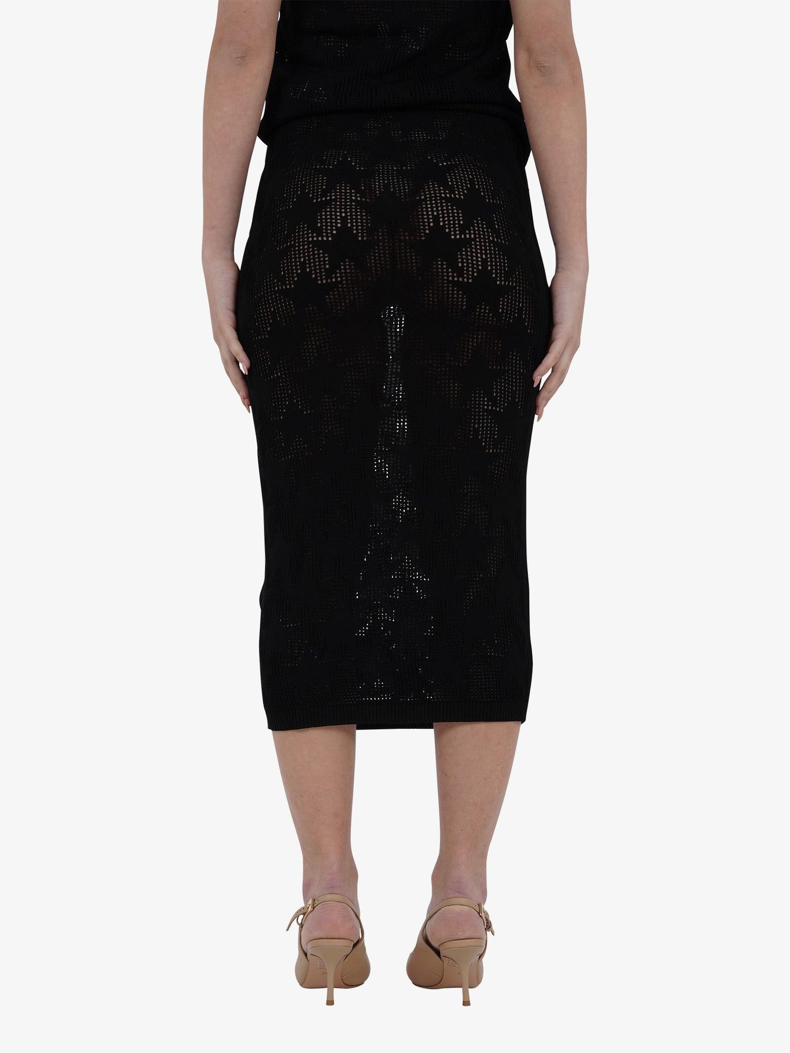 Gonna midi stelle a rete Donna Nero Viscosa