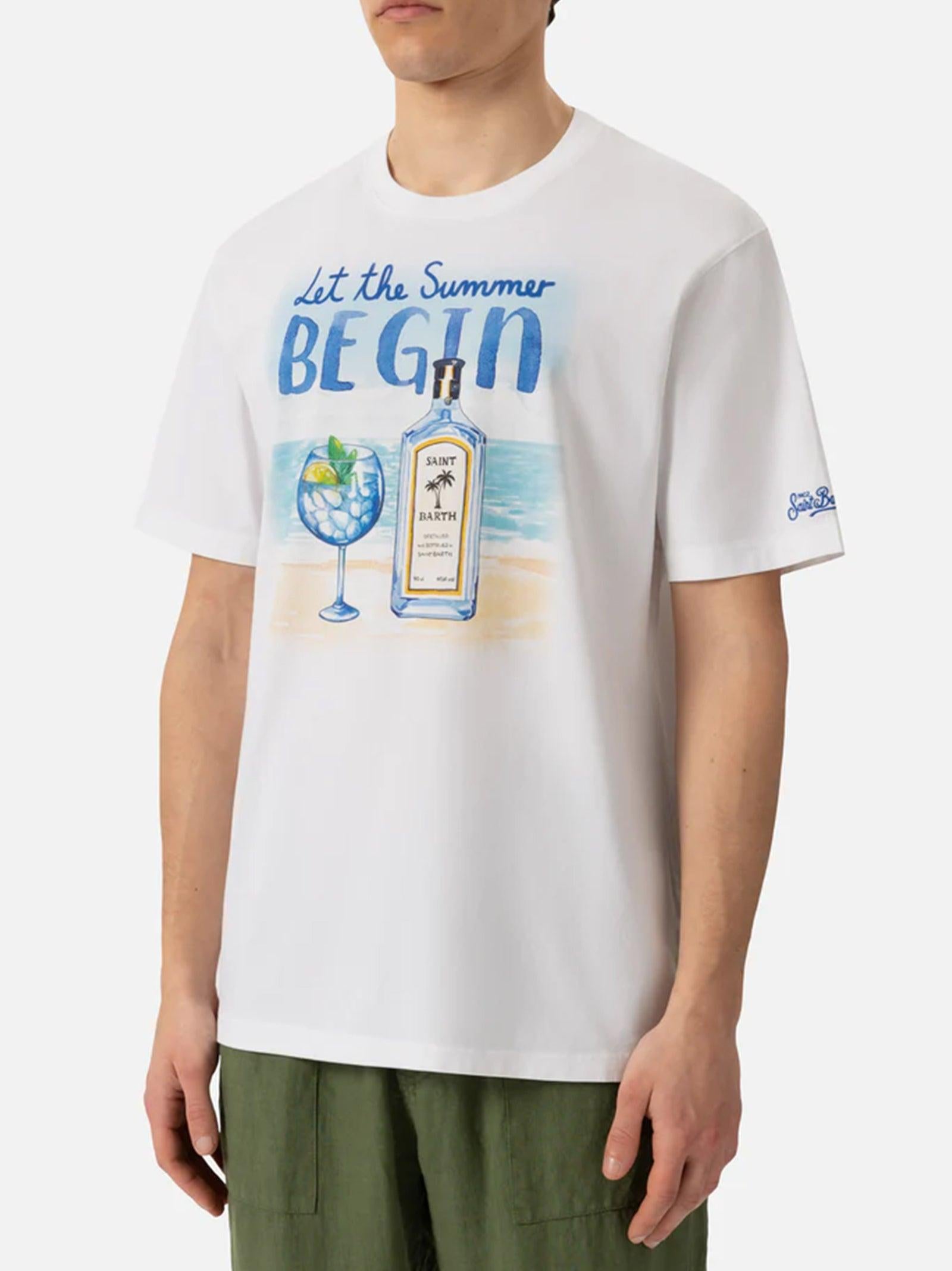 T-shirt Man In Cotone Con Stampa Let the Summer Be Gin TSHM001 02813H MC2 SAINT BARTH