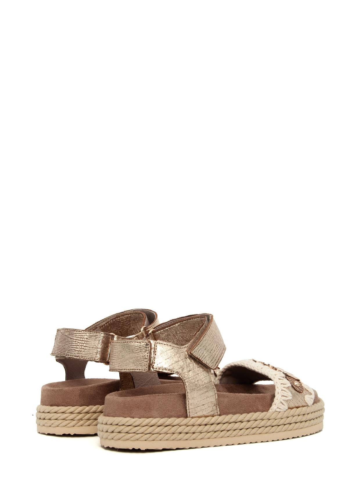 Rope Sandal Whit Back Strap Metallic Lizard Gold