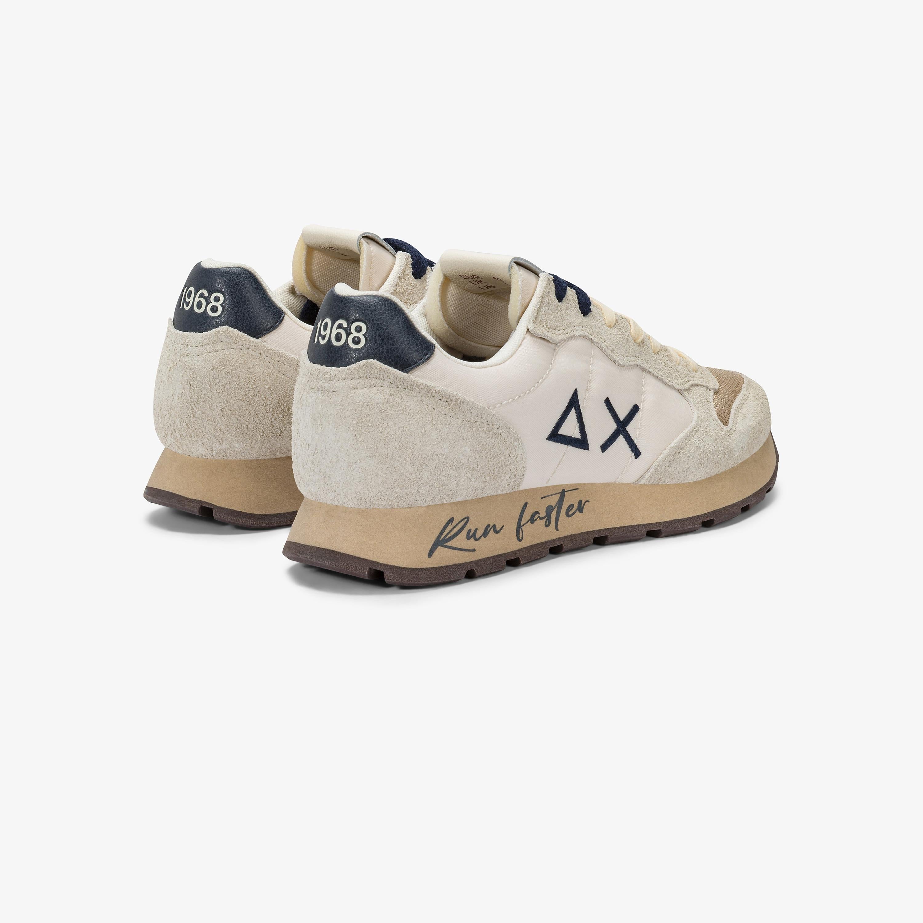 Sneaker tom vintage in nylon e suede bianco panna Z45105 31 SUN 68