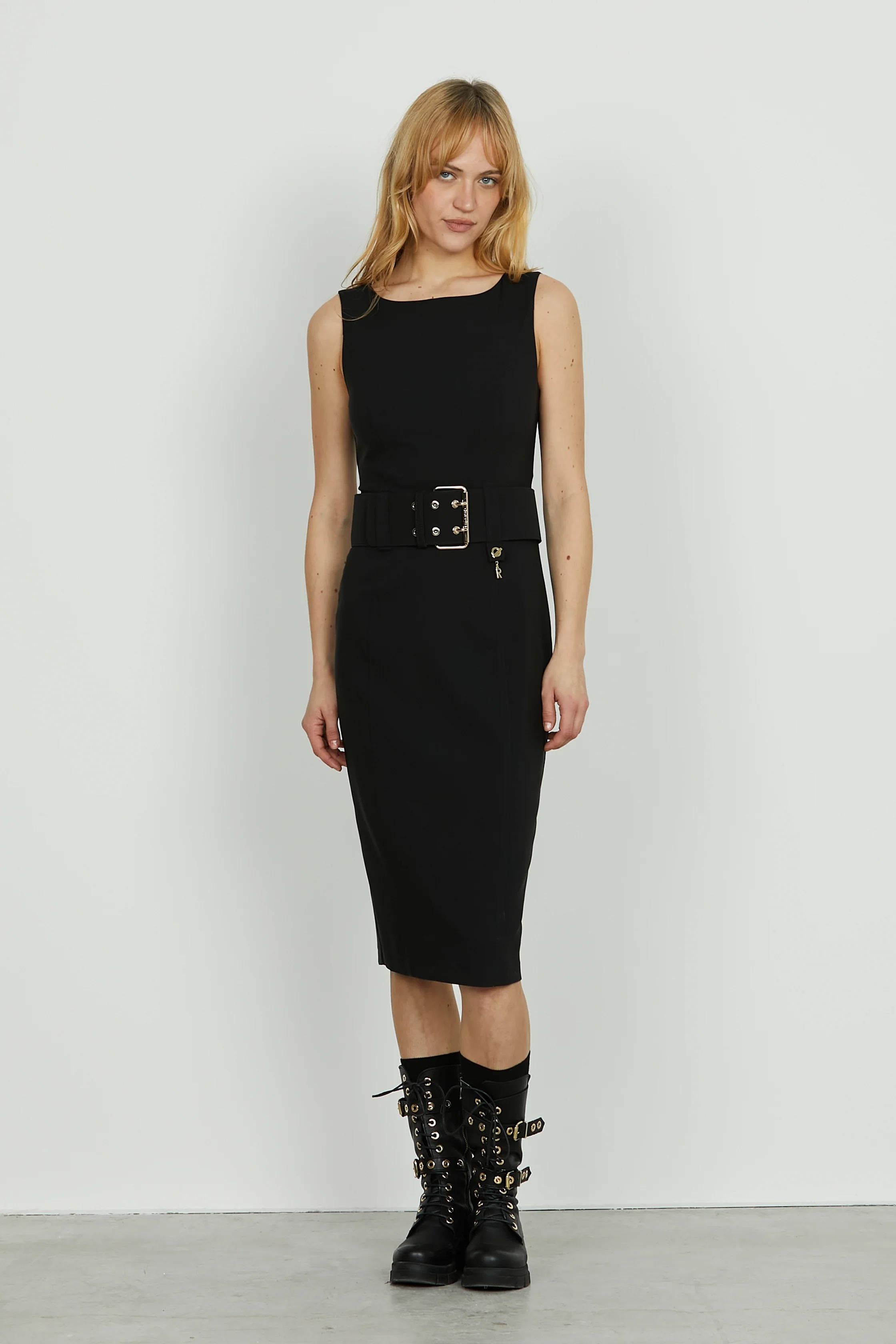 Relish Abito TUBES midi s/m tubino con cinturone più spacco black RDA2509006042 BLACK RELISH