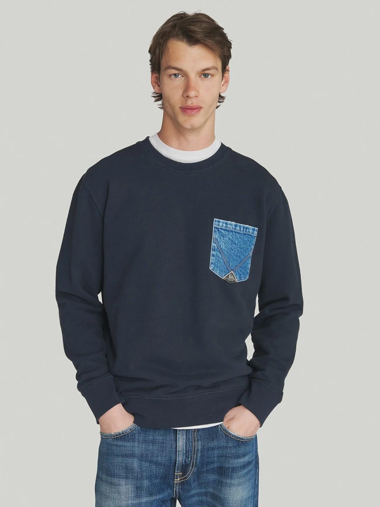 Felpa girocollo pocket blue navy RRU90098CN67XXXX C0048 ROY ROGER'S