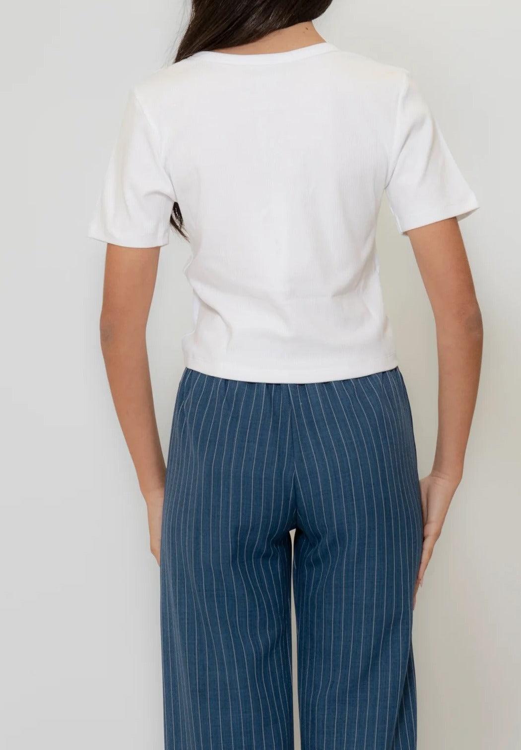 T-SHIRT DONNA GAELLE REGULAR FIT IN MISTO COTONE BIANCA