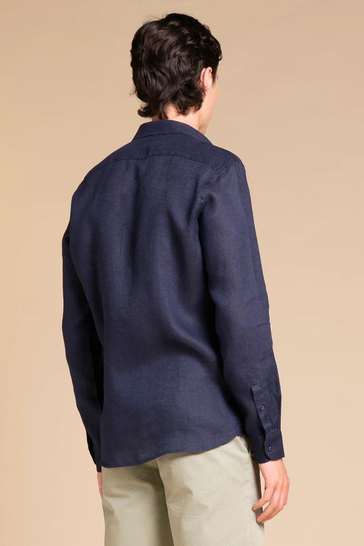 Camicia Impure riley french collar slim 100% linen navy
