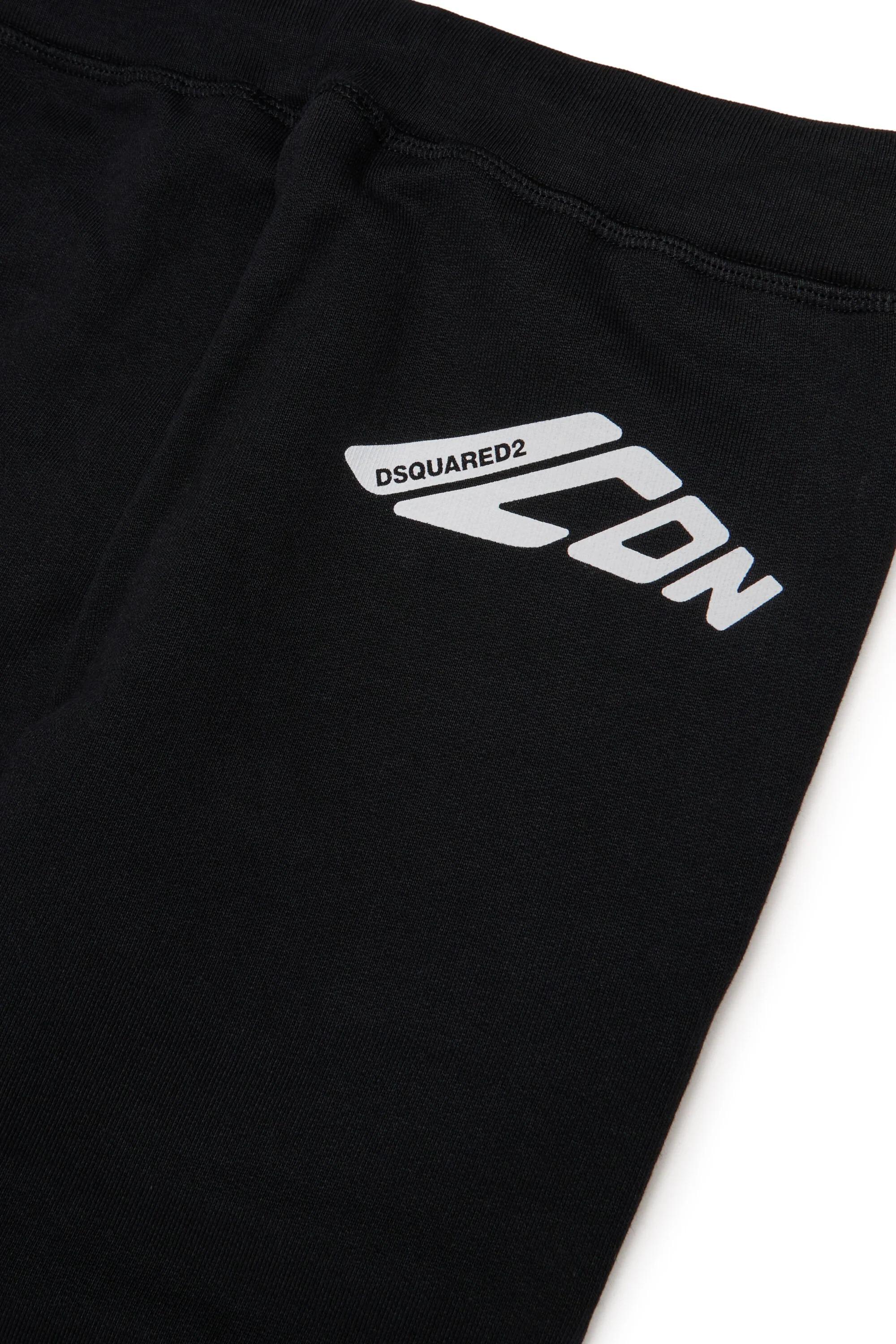 Pantaloni jogger in pile con logo ICON nero DQ3033-D00ZF DQ900 DSQUARED KID