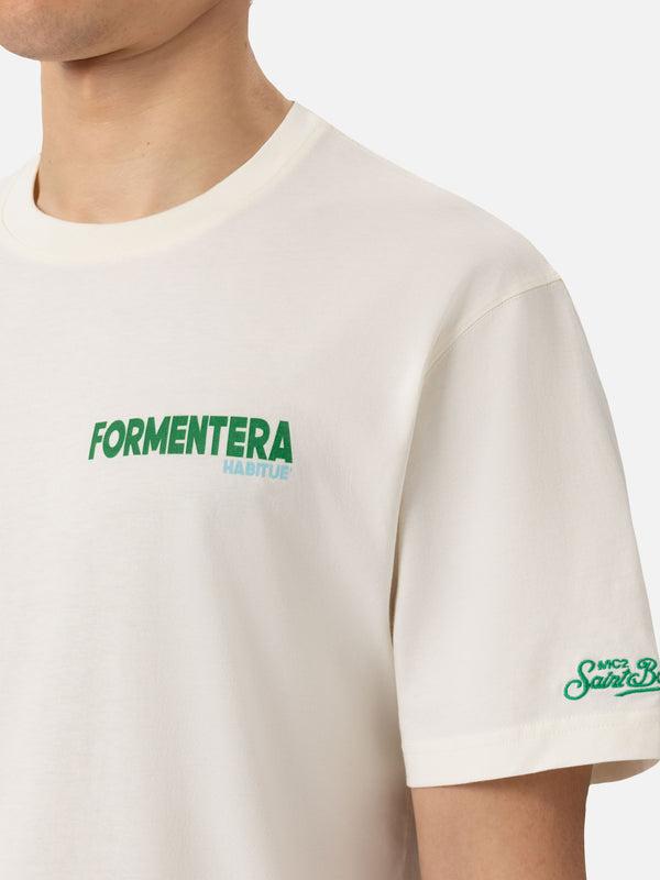 T-shirt Man In Cotone Organico Con Stampa Cartolina Formentera TSHM001 01239H MC2 SAINT BARTH
