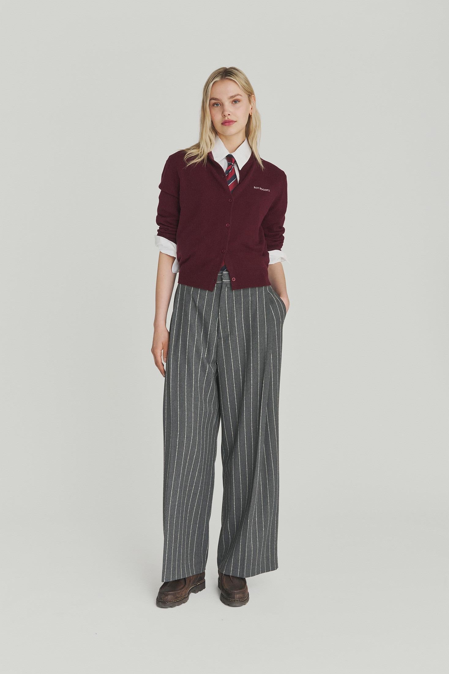PANTALONE PLEAT GESSATO IN TWILL RND90208CN53XXXX C0094 ROY ROGER'S