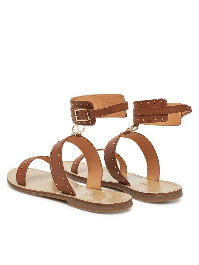 Sandalo Twinset in pelle con borchie Cuoio