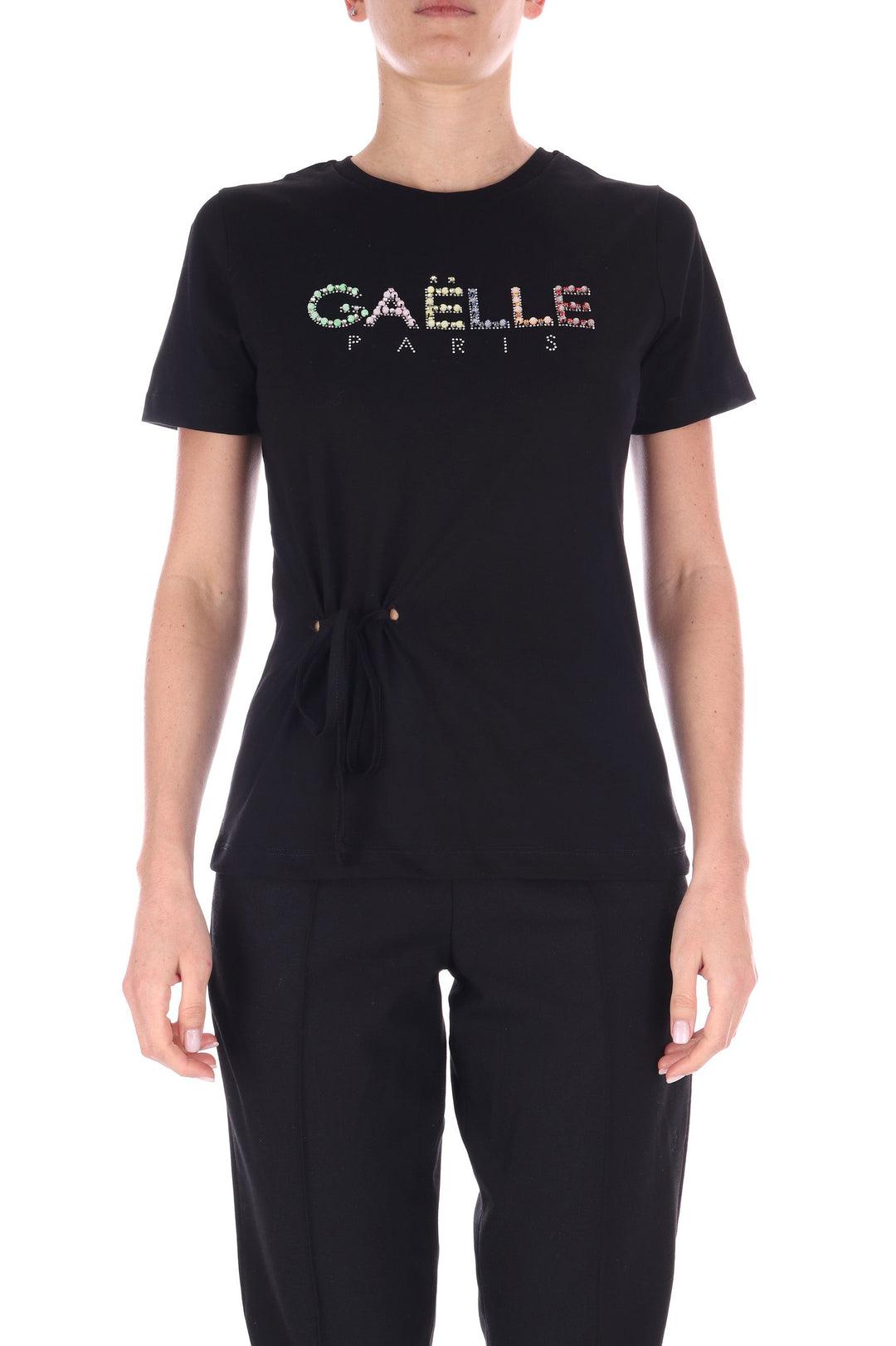 T-shirt Gaelle in jersey con ricamo nera