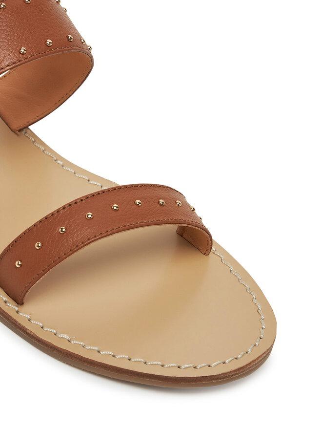 Sandalo Twinset in pelle con borchie Cuoio