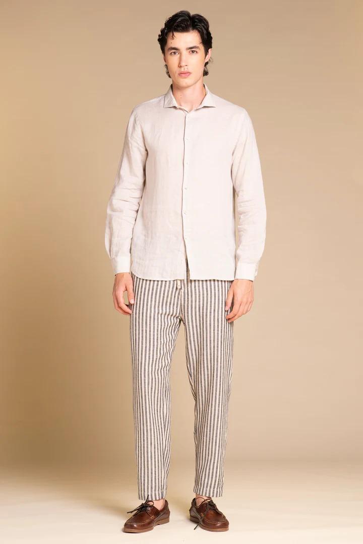 Camicia Impure riley french collar slim 100% linen ecrù