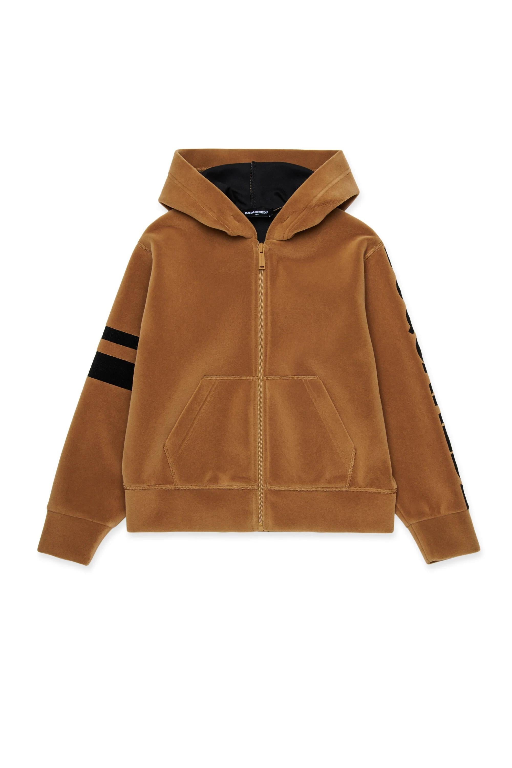Felpa in neoprene con cappuccio cammello DQ3001-D0AF8 DQ721 DSQUARED KID
