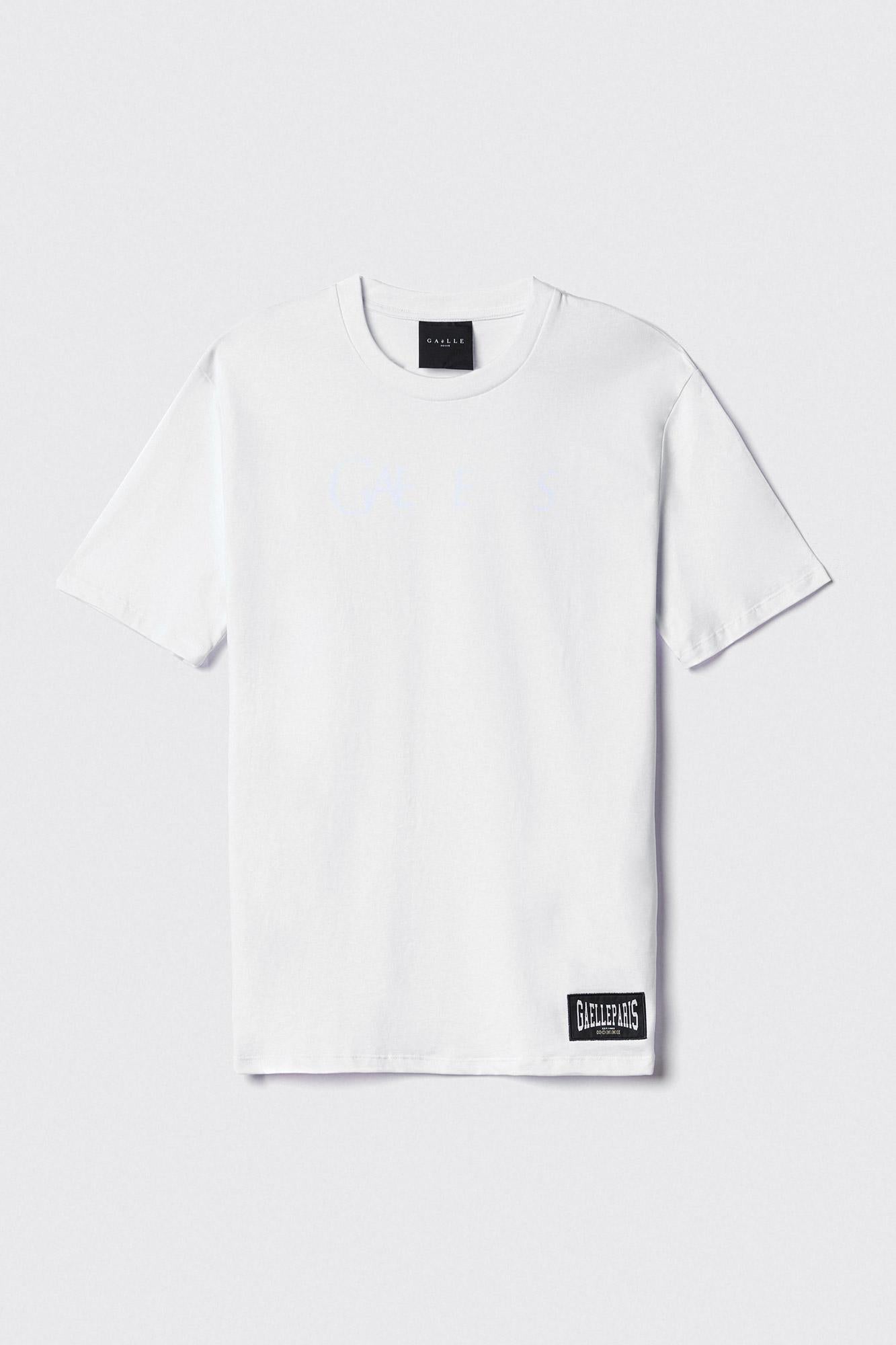 T-shirt in jersey girocollo con etichetta bianca