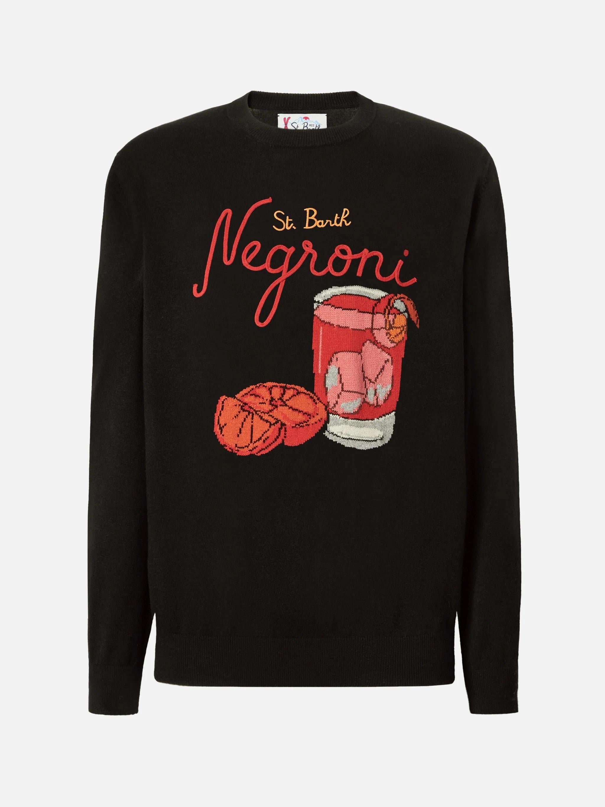 Maglione in misto cashmere Heron con ricamo St. Barth Negroni HER0001 02897I MC2 SAINT BARTH