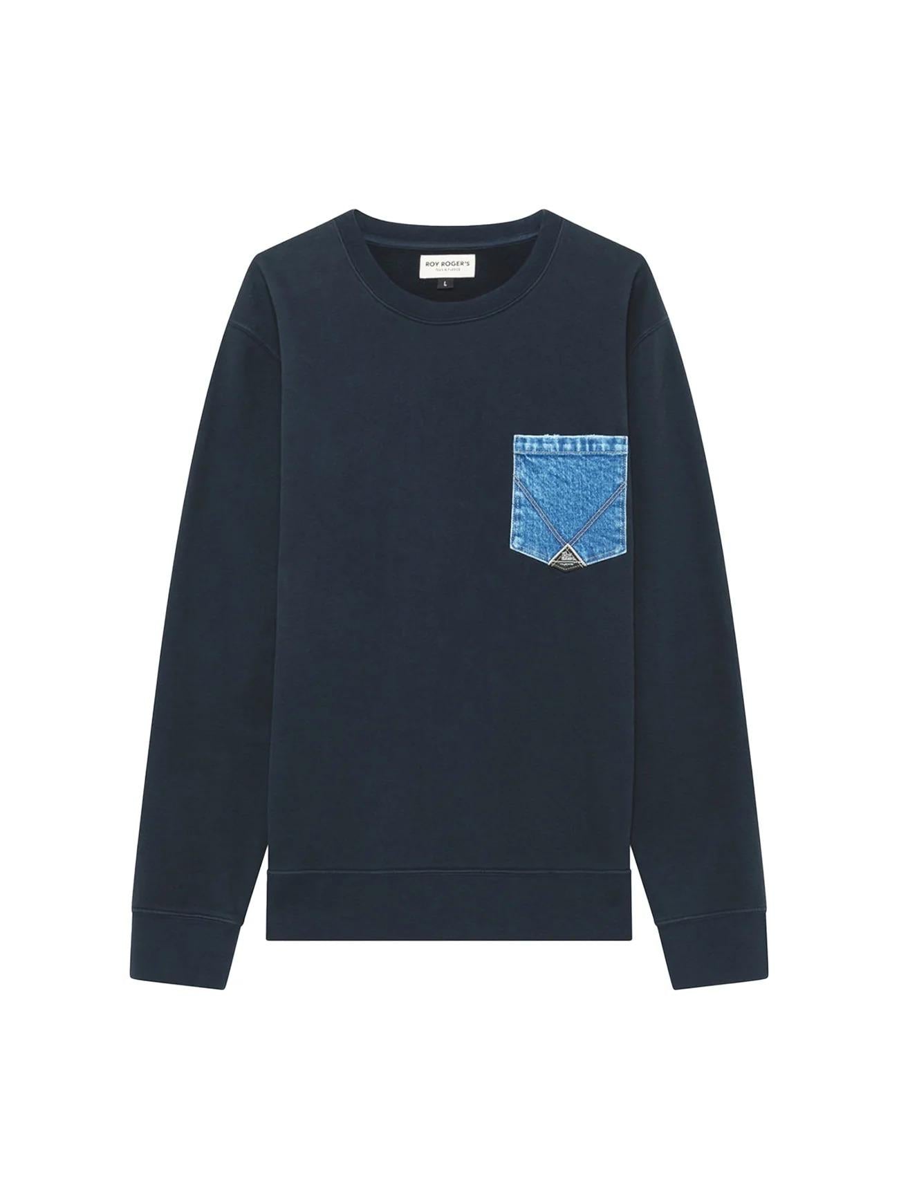 Felpa girocollo pocket blue navy RRU90098CN67XXXX C0048 ROY ROGER'S