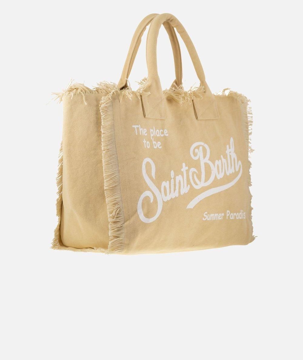 MC2 SAINT BARTH DONNA Borsa a spalla Vanity in canvas di cotone beige VANI001 00023H MC2 SAINT BARTH