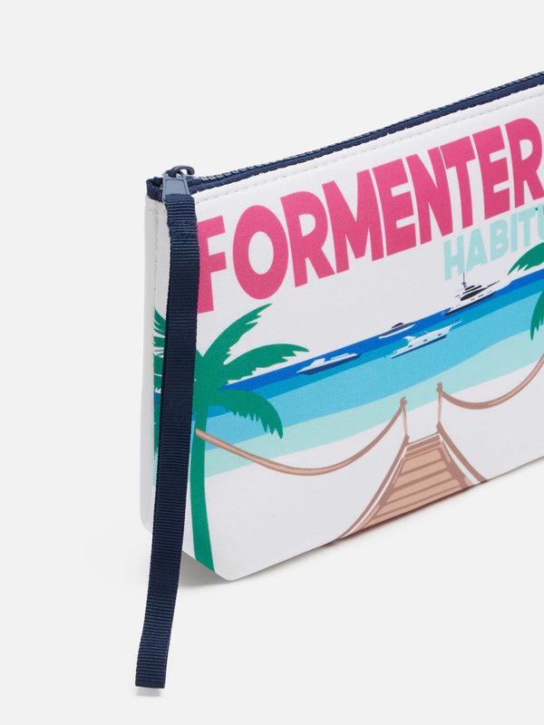 Pochette Aline in scuba con stampa cartolina Formentera ALIN001 03736H MC2 SAINT BARTH