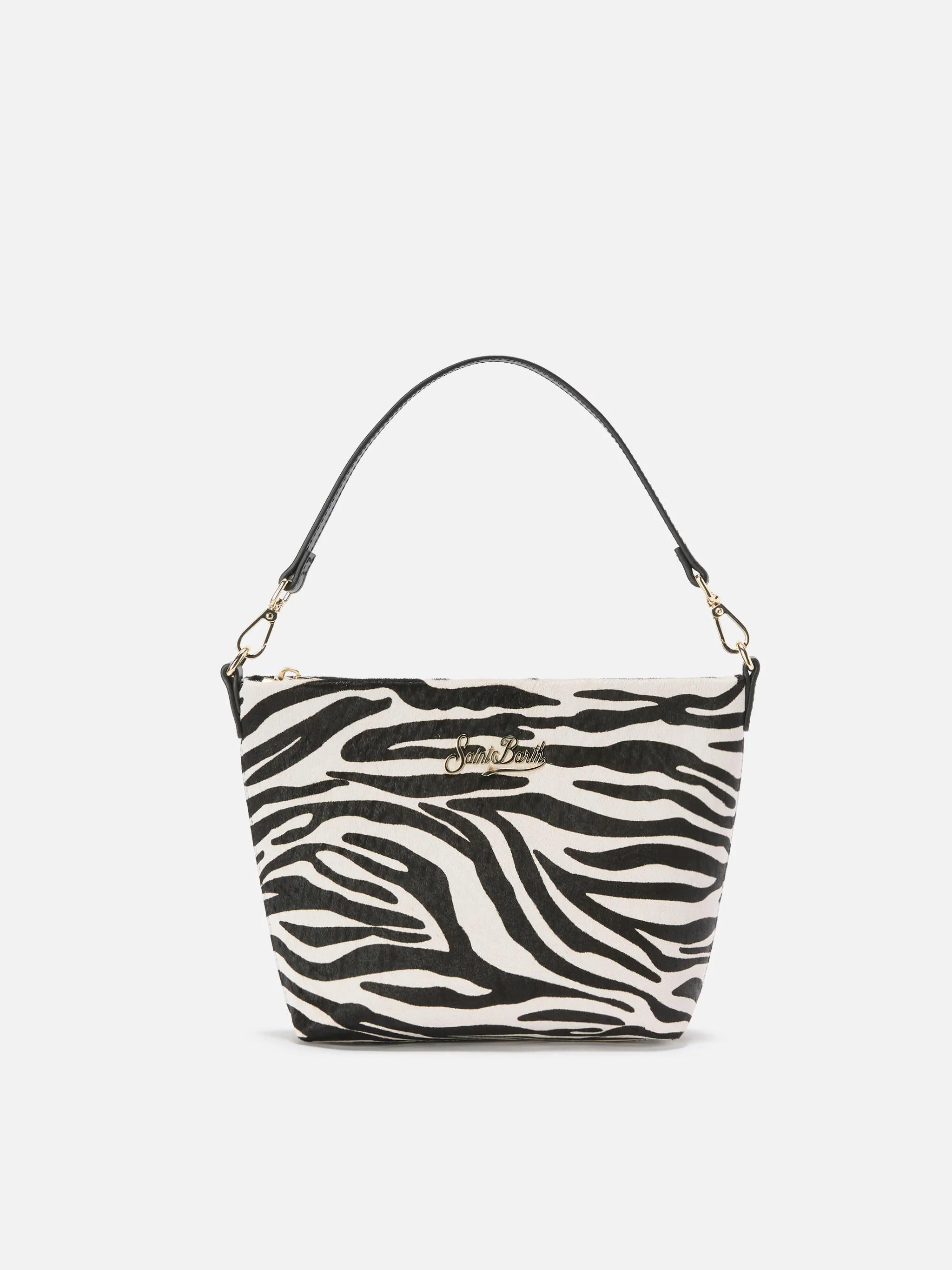 Borsa a spalla Aline Bag in pelle spazzolata e cavallino zebrato ALI0034 00711I MC2 SAINT BARTH