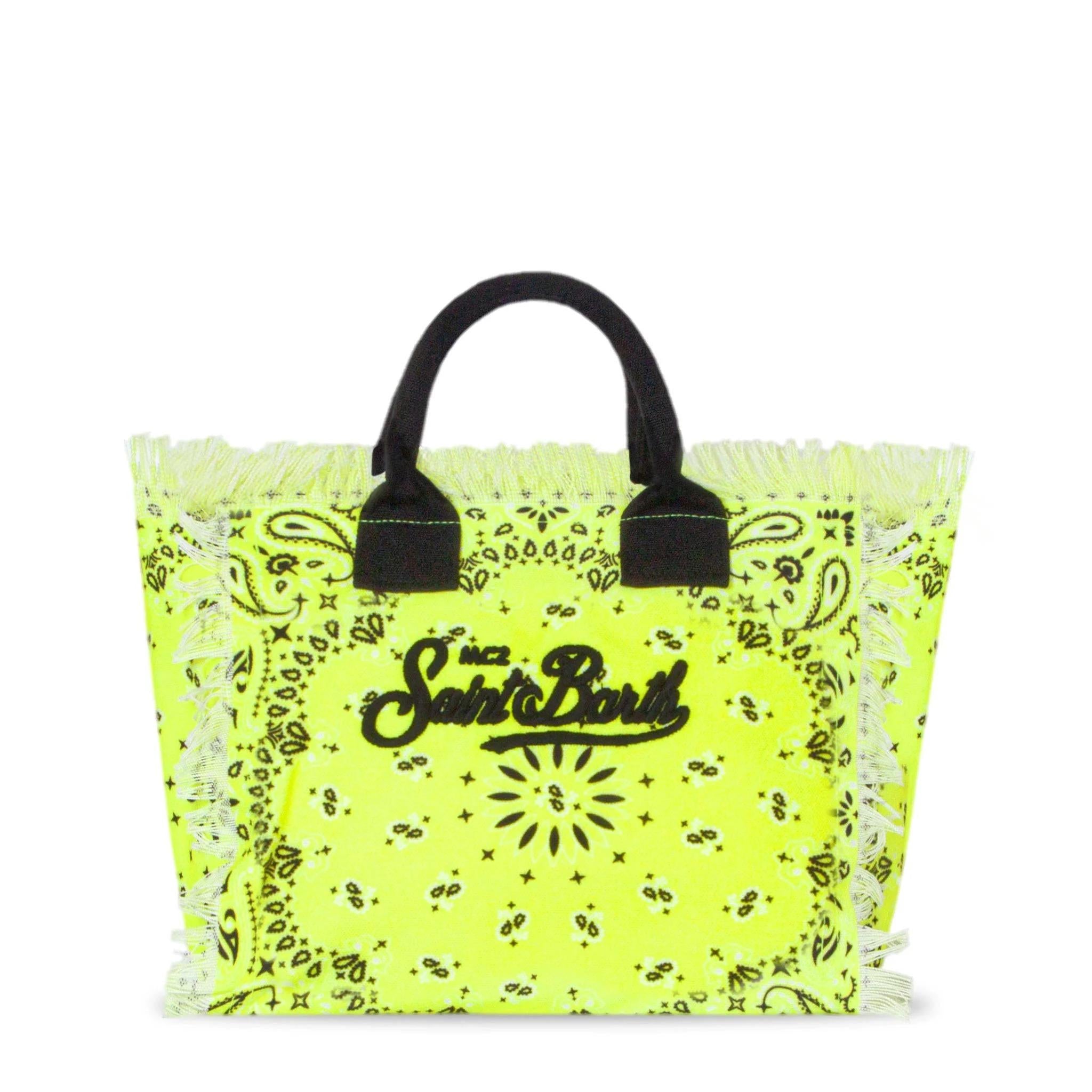 Borsa Colette in canvas di cotone con stampa bandana giallo fluo COL0001 00004D MC2 SAINT BARTH