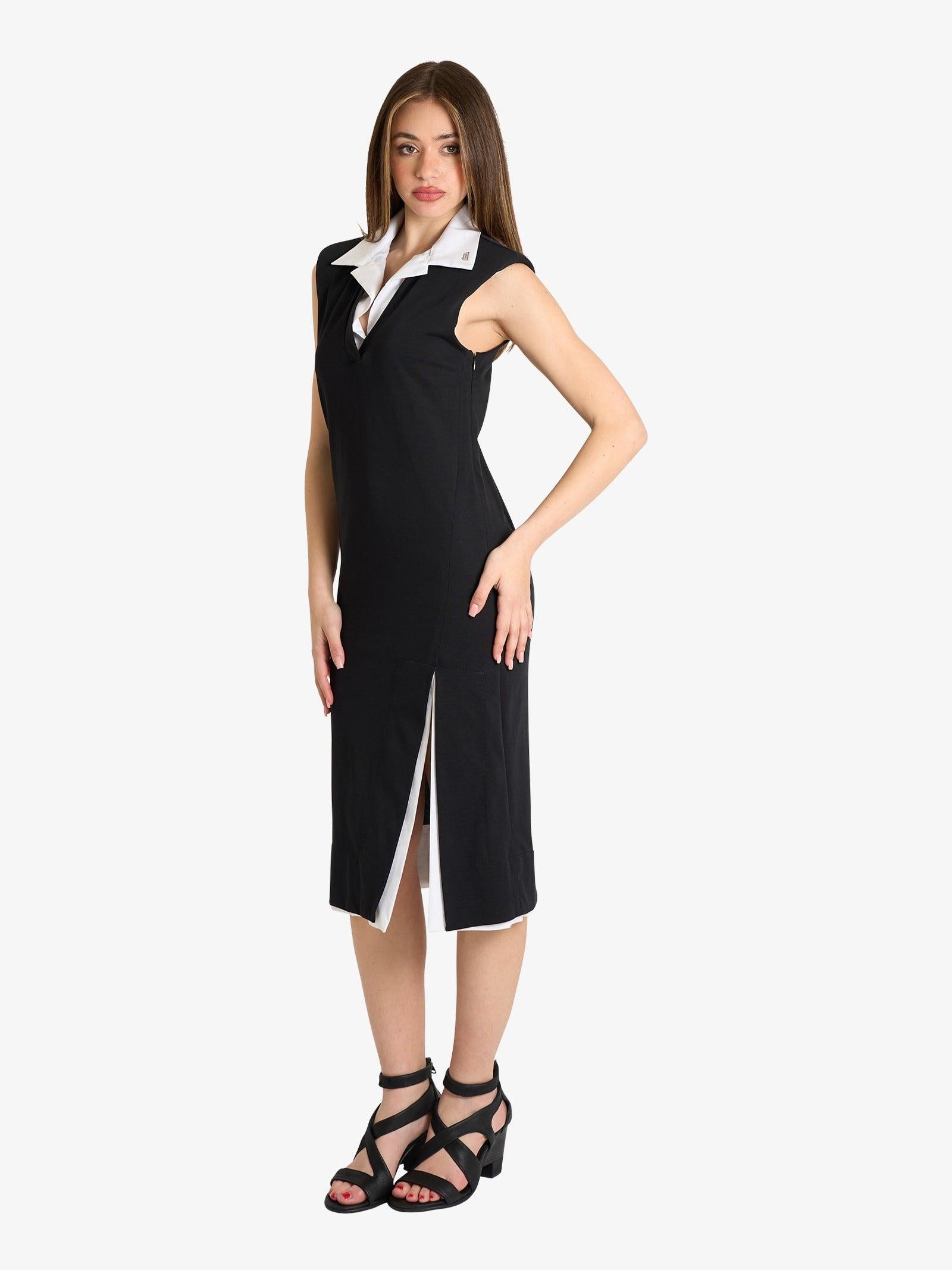 Abito Jijil con revers donna nero cotone