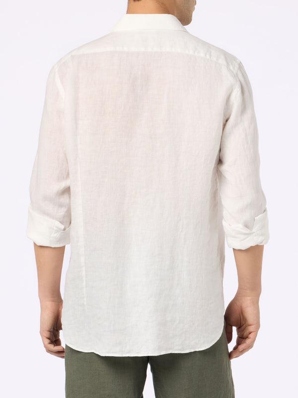 Camicia Da Uomo In Lino Bianco Pamplona PAMP001 0896H MC2 SAINT BARTH