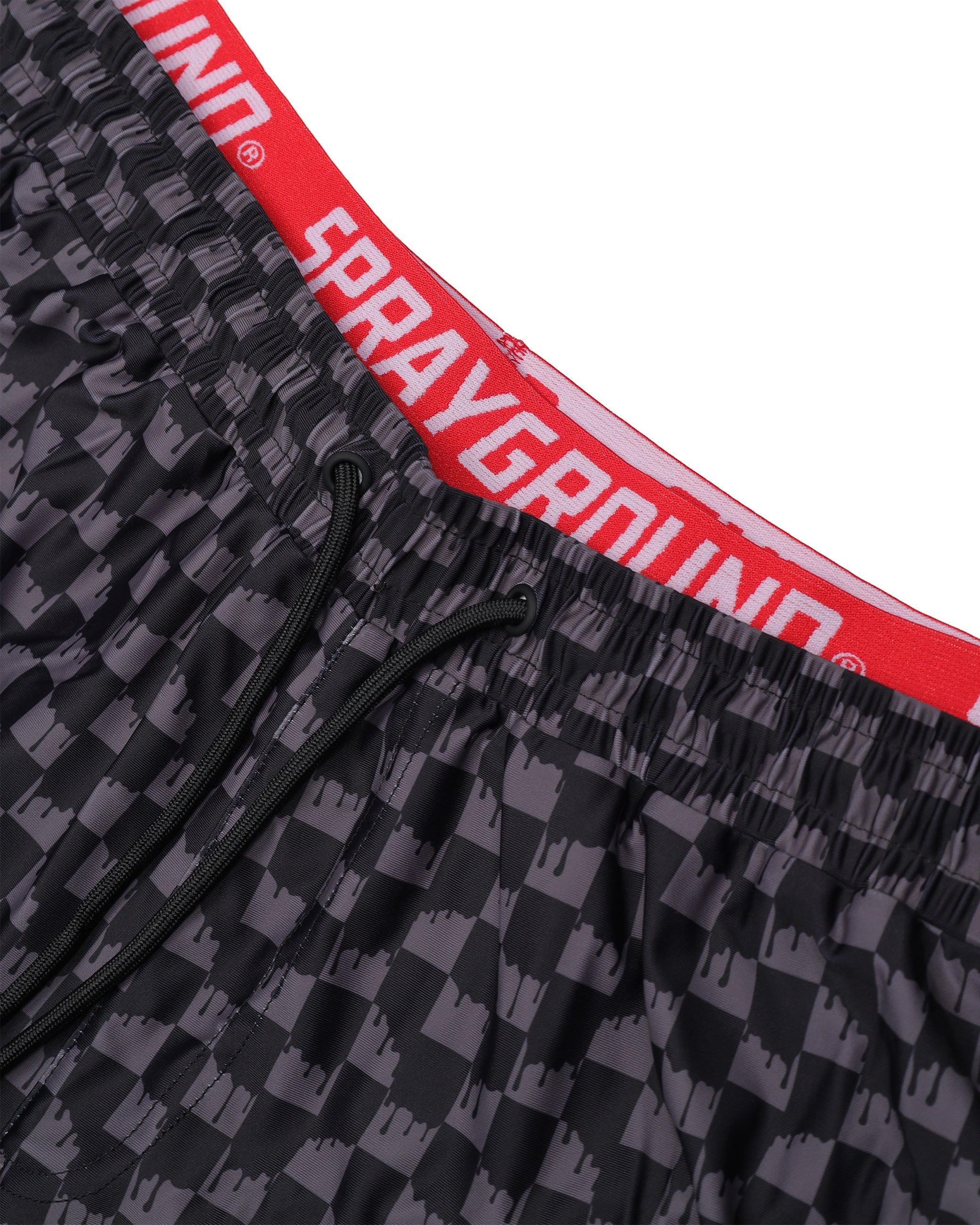DRIP CHECKERED SWIM TRUNKS GREY