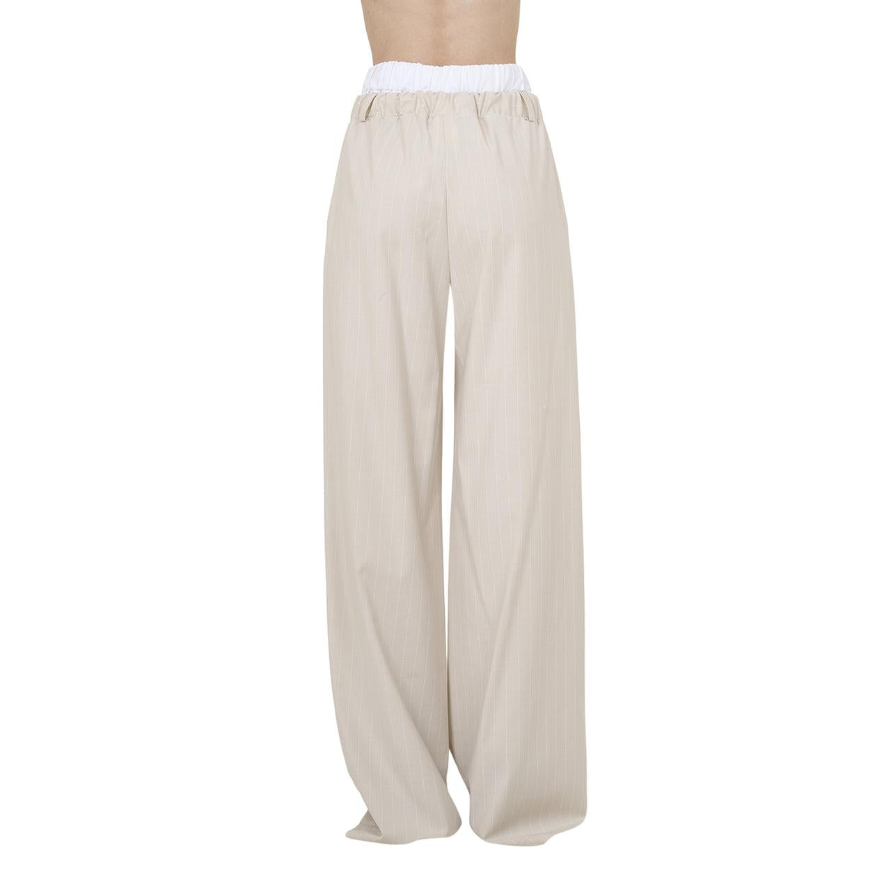 Pantalone Hinnominate gessato con boxer in popeline in vita beige