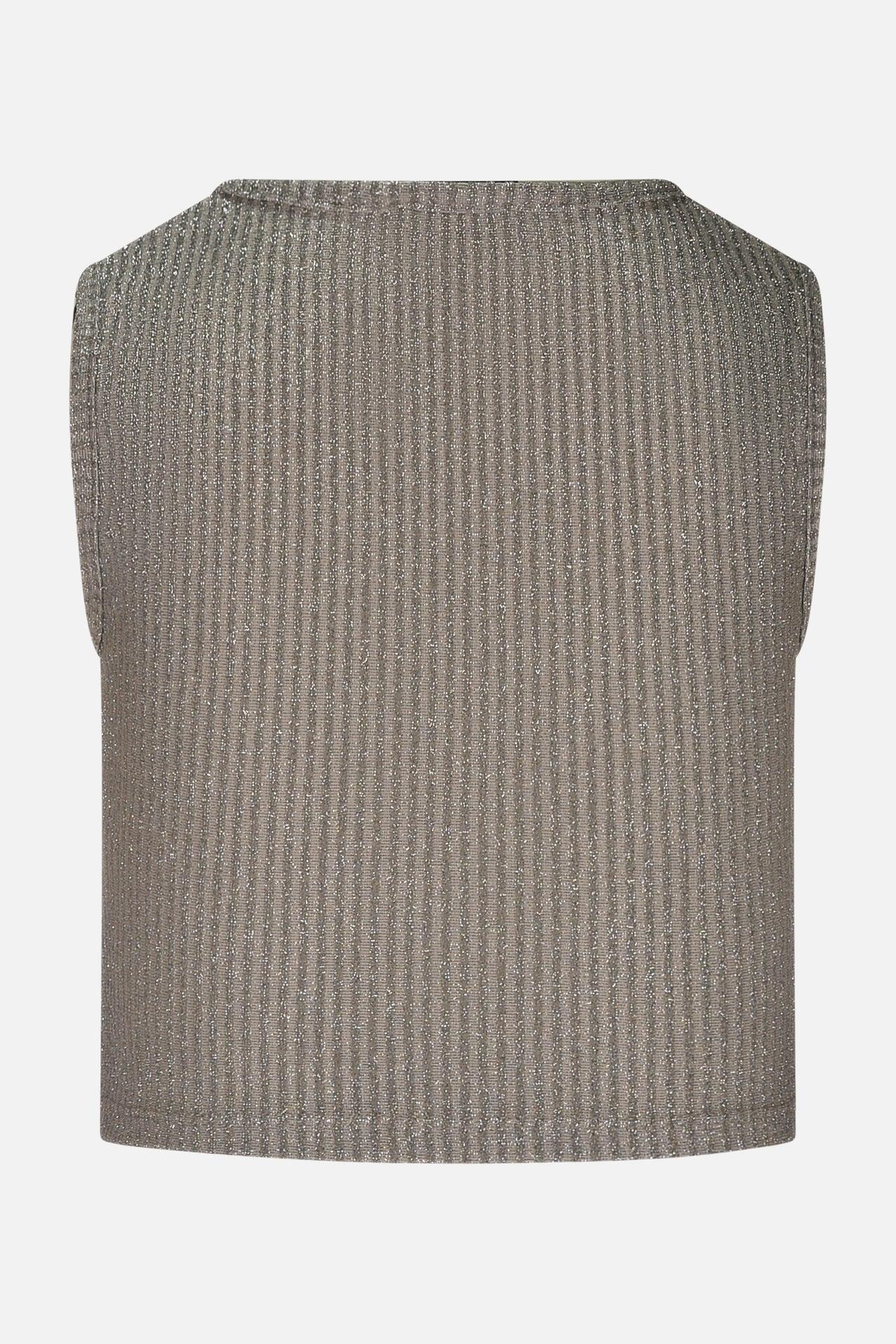 CANOTTA FUNFUN SLIM FIT IN TESSUTO ELASTAN CON EFFETTO COSTINE E LUREX ARGENTO