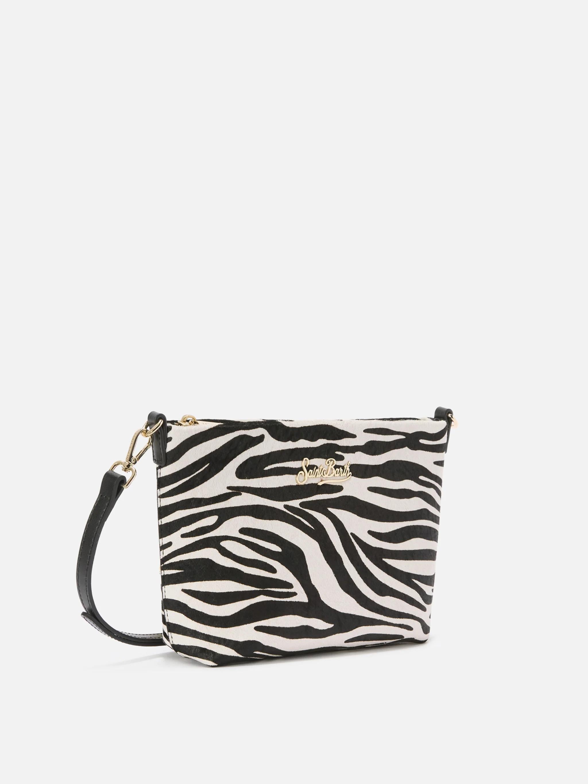 Borsa a spalla Aline Bag in pelle spazzolata e cavallino zebrato ALI0034 00711I MC2 SAINT BARTH